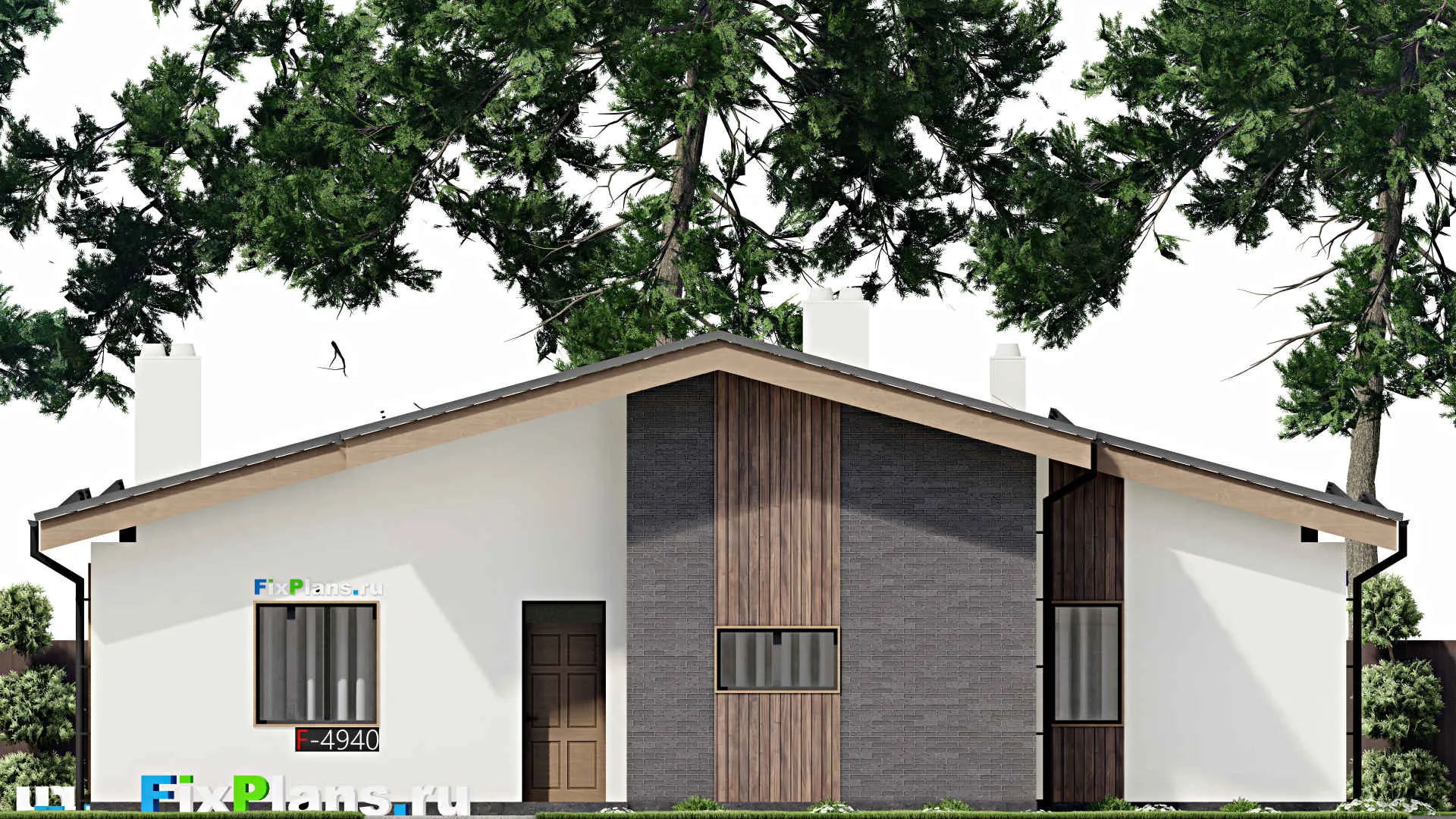 F-4940 - План одноэтажного дома 15 на 16, площадью 190 м² с террасой, баней и 3 спальнями