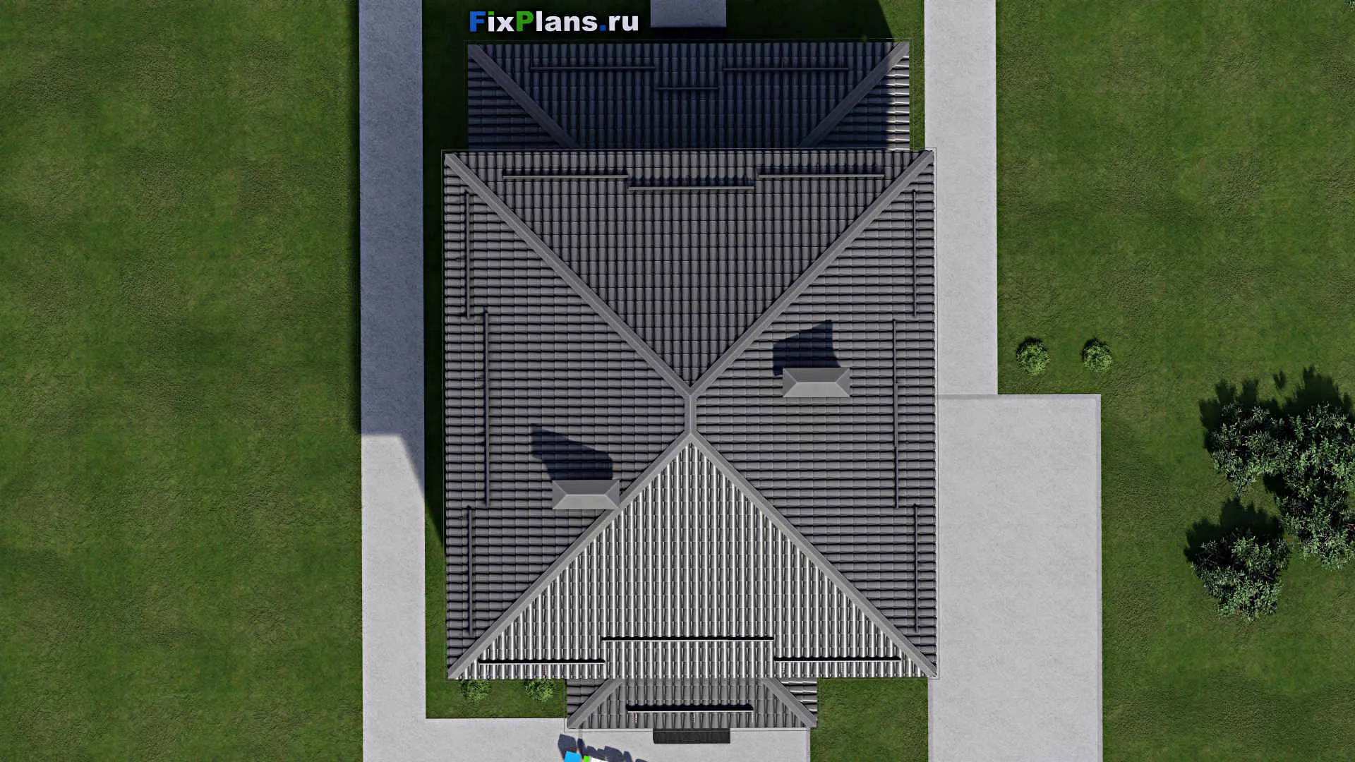 F-4202 - Планы двухэтажного дома 11 на 11, площадью 200 м² с террасой и 5 спальнями