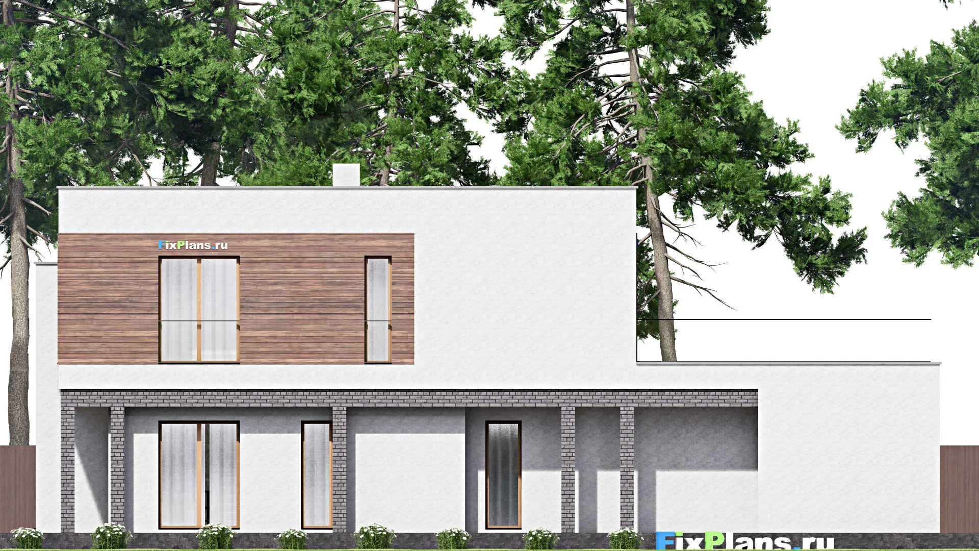 F-16046 - Проект двухэтажного дома 11 на 24, площадью 280 м² с террасой, балконом, гаражом на 2 машины и 3 спальнями