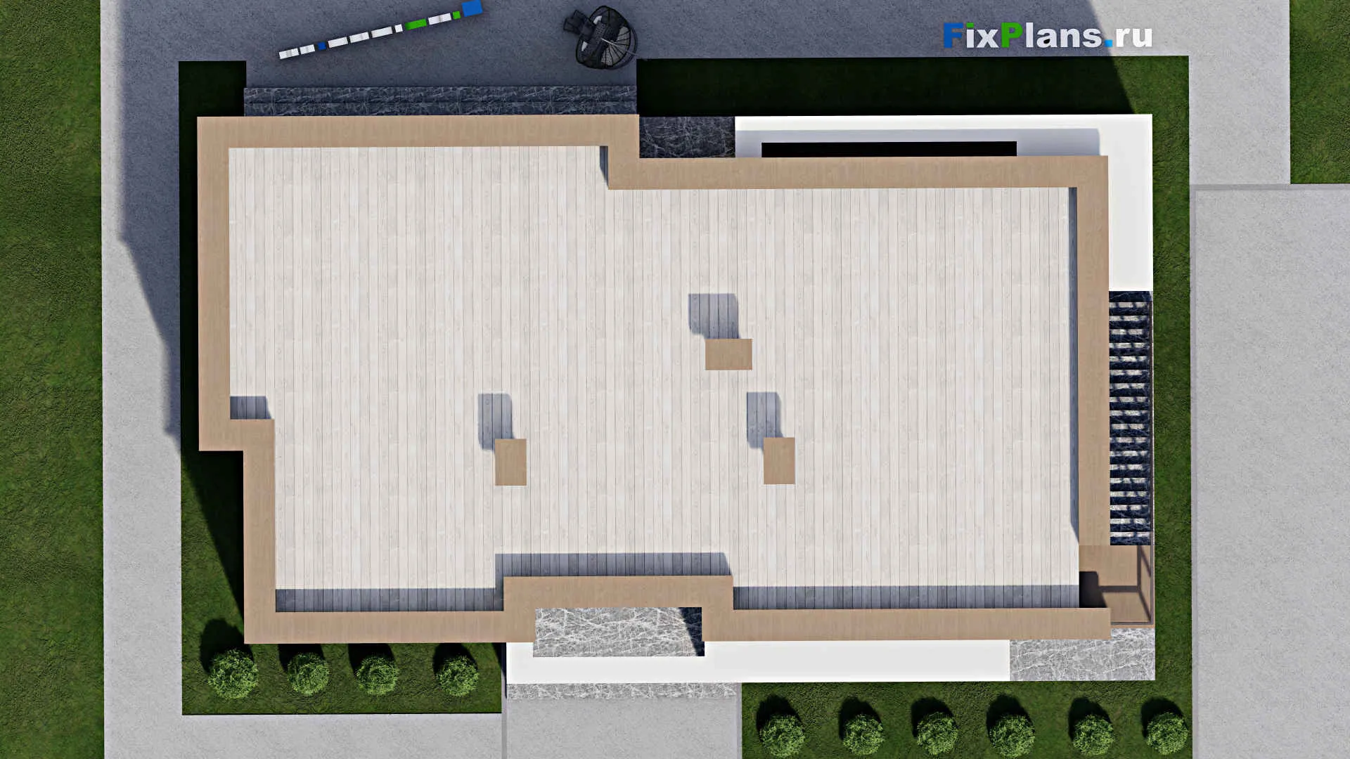 F-9575 - План одноэтажного дома 11 на 19, площадью 130 м² с 2 спальнями