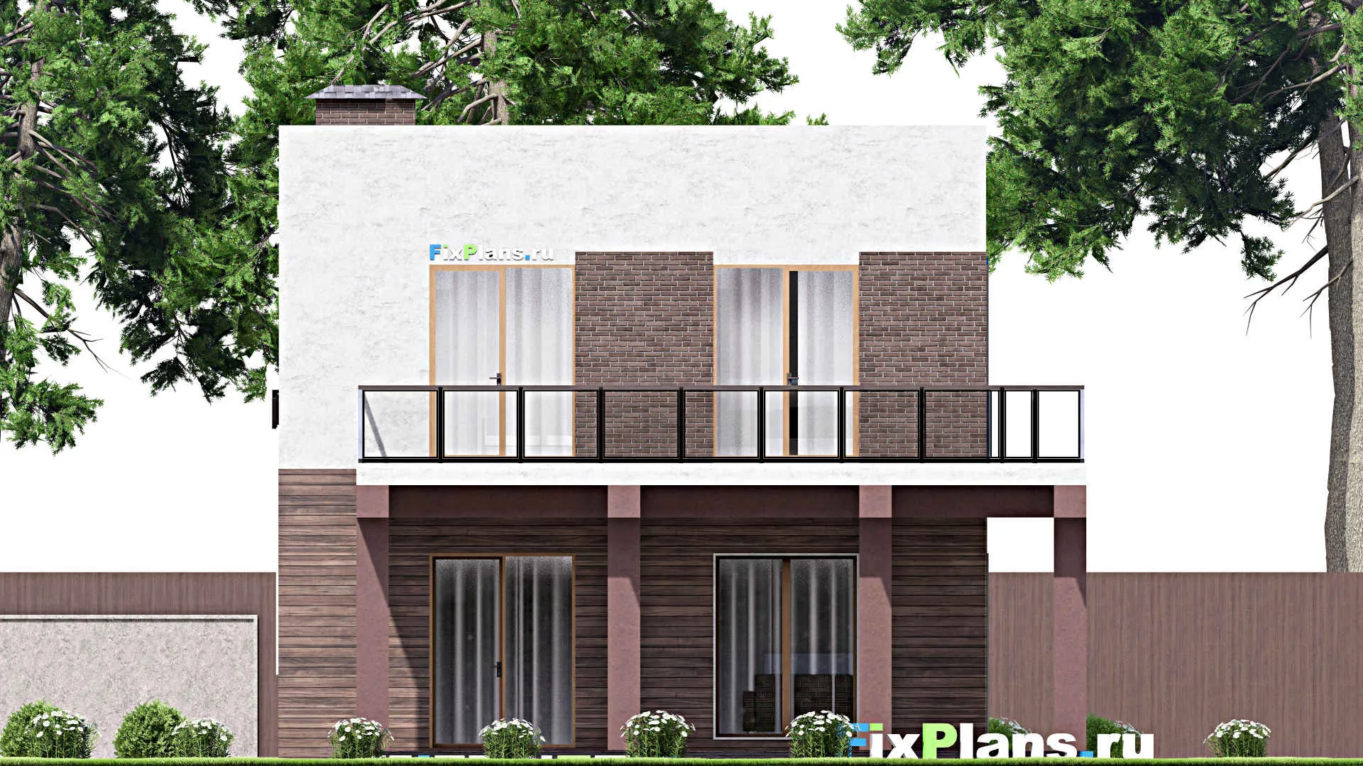 F-13616 - Проект двухэтажного дома 10 на 14, площадью 200 м² с террасой, балконом и 3 спальнями