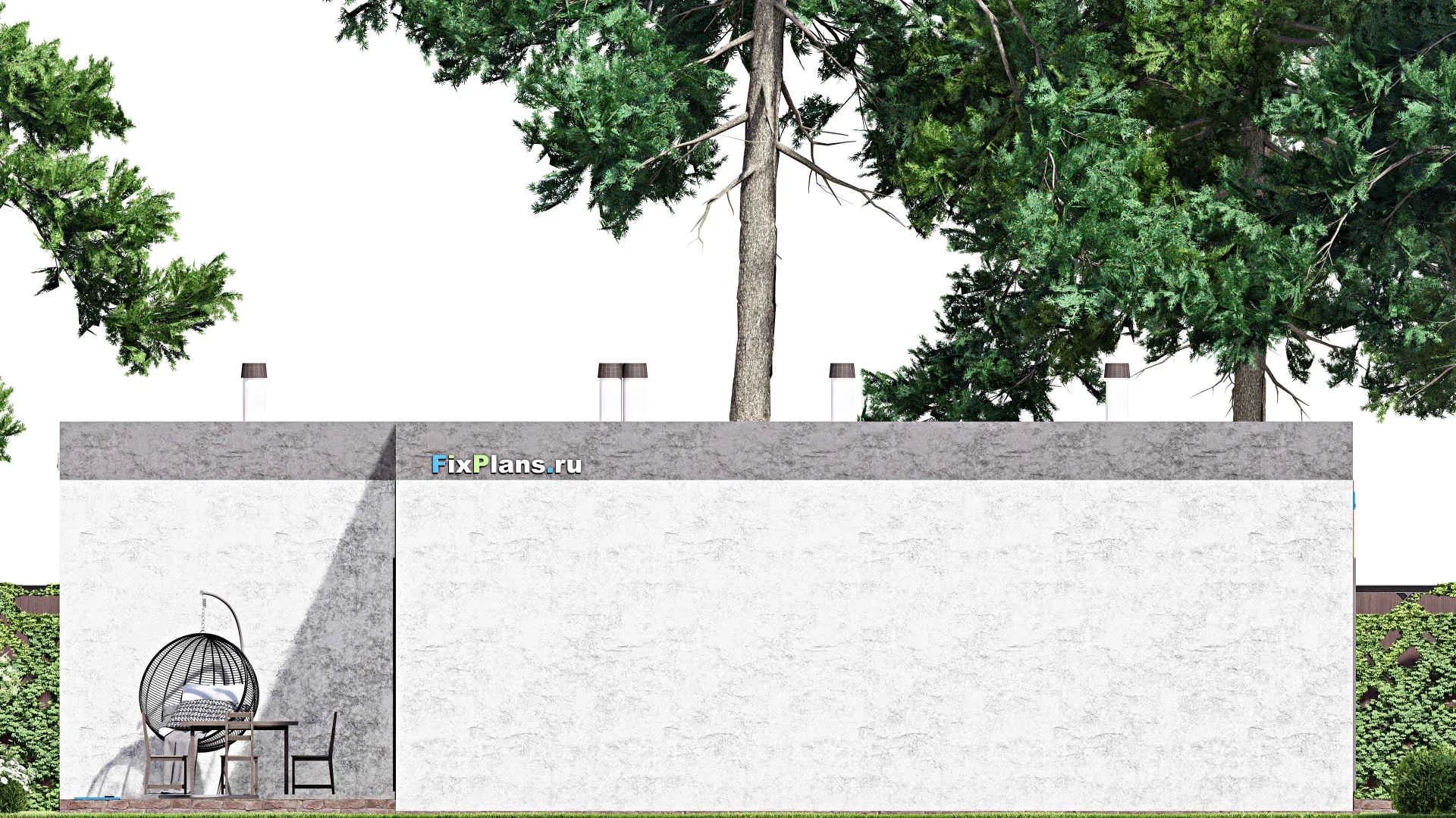 F-14048 - Проект одноэтажного дома 14 на 15, площадью 160 м² с террасой и 3 спальнями