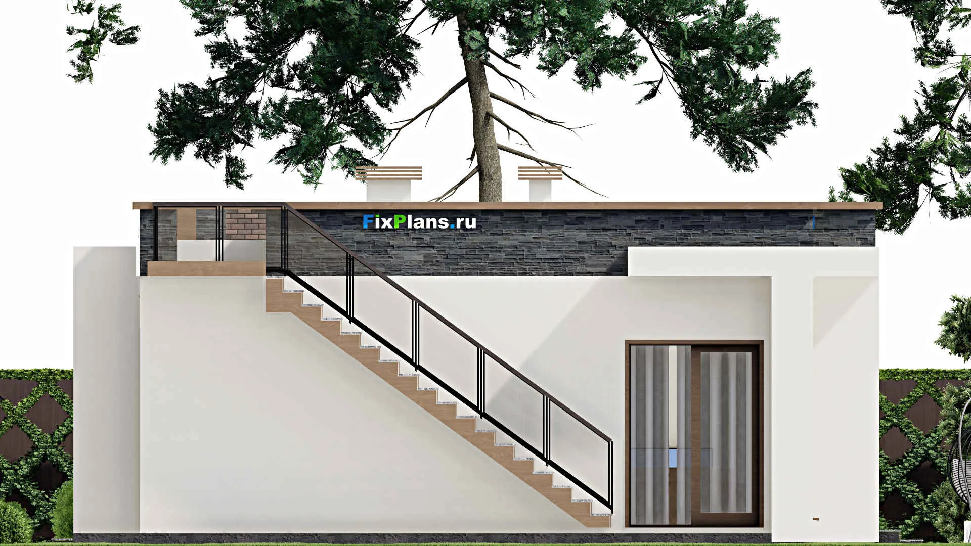 F-9575 - План одноэтажного дома 11 на 19, площадью 130 м² с 2 спальнями
