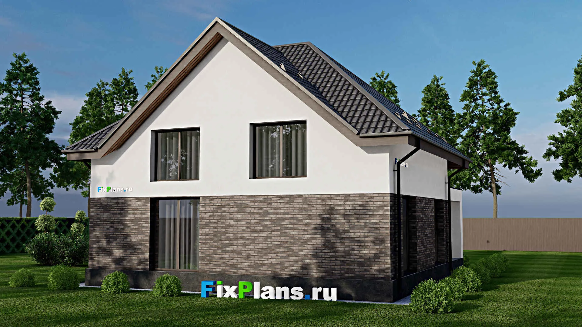 F-2015 - Проект дома с мансардой 11 на 12, площадью 180 м² с террасой и 4 спальнями