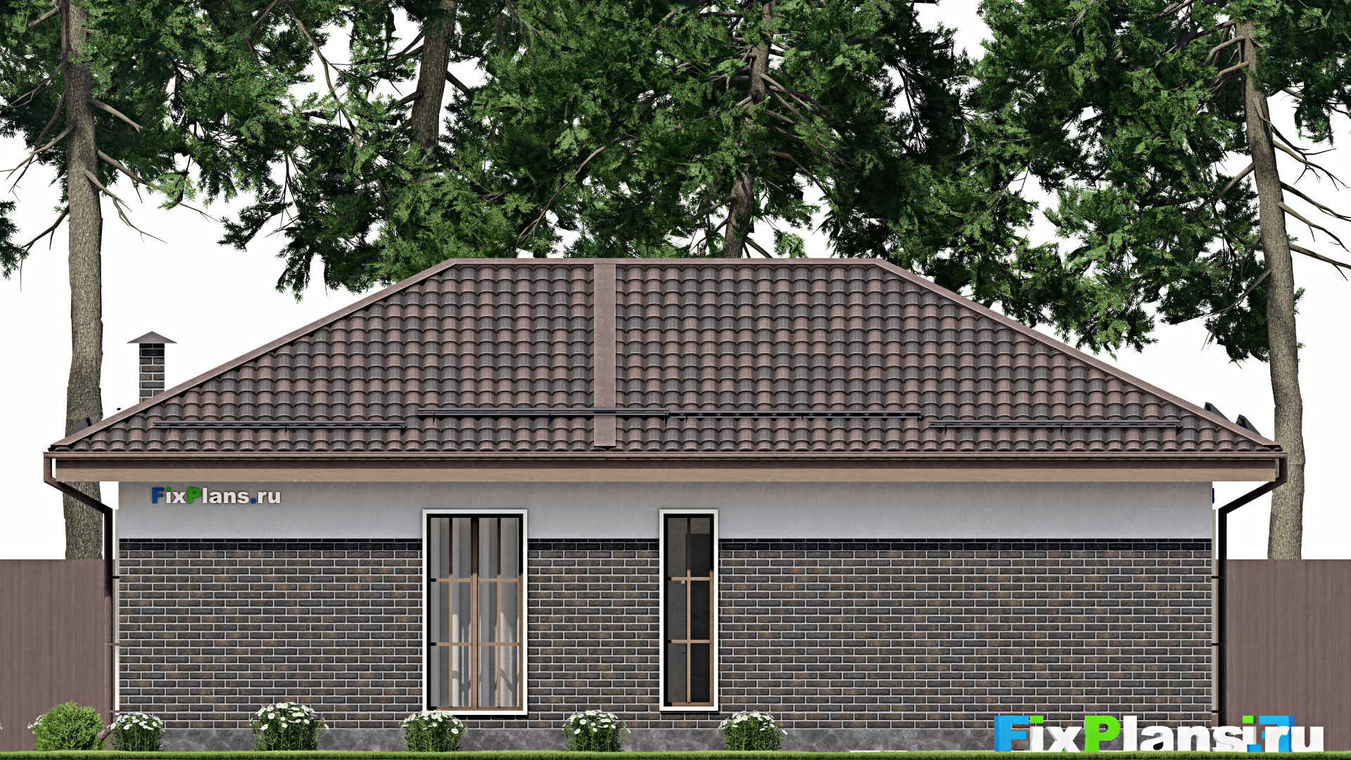 F-6812 - Проект одноэтажного дома 12 на 14, площадью 100 м² с 2 спальнями