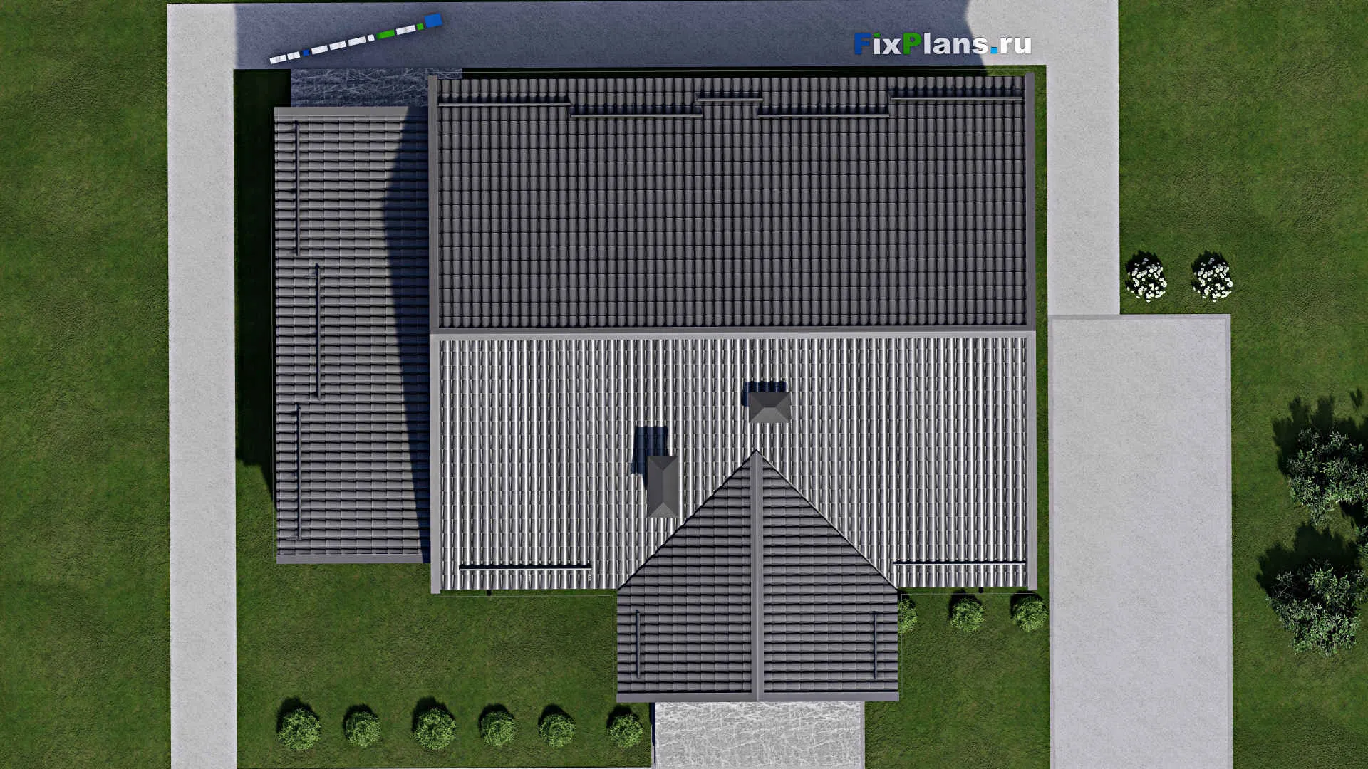 F-4643 - План одноэтажного дома 13 на 13, площадью 170 м² с террасой и 3 спальнями