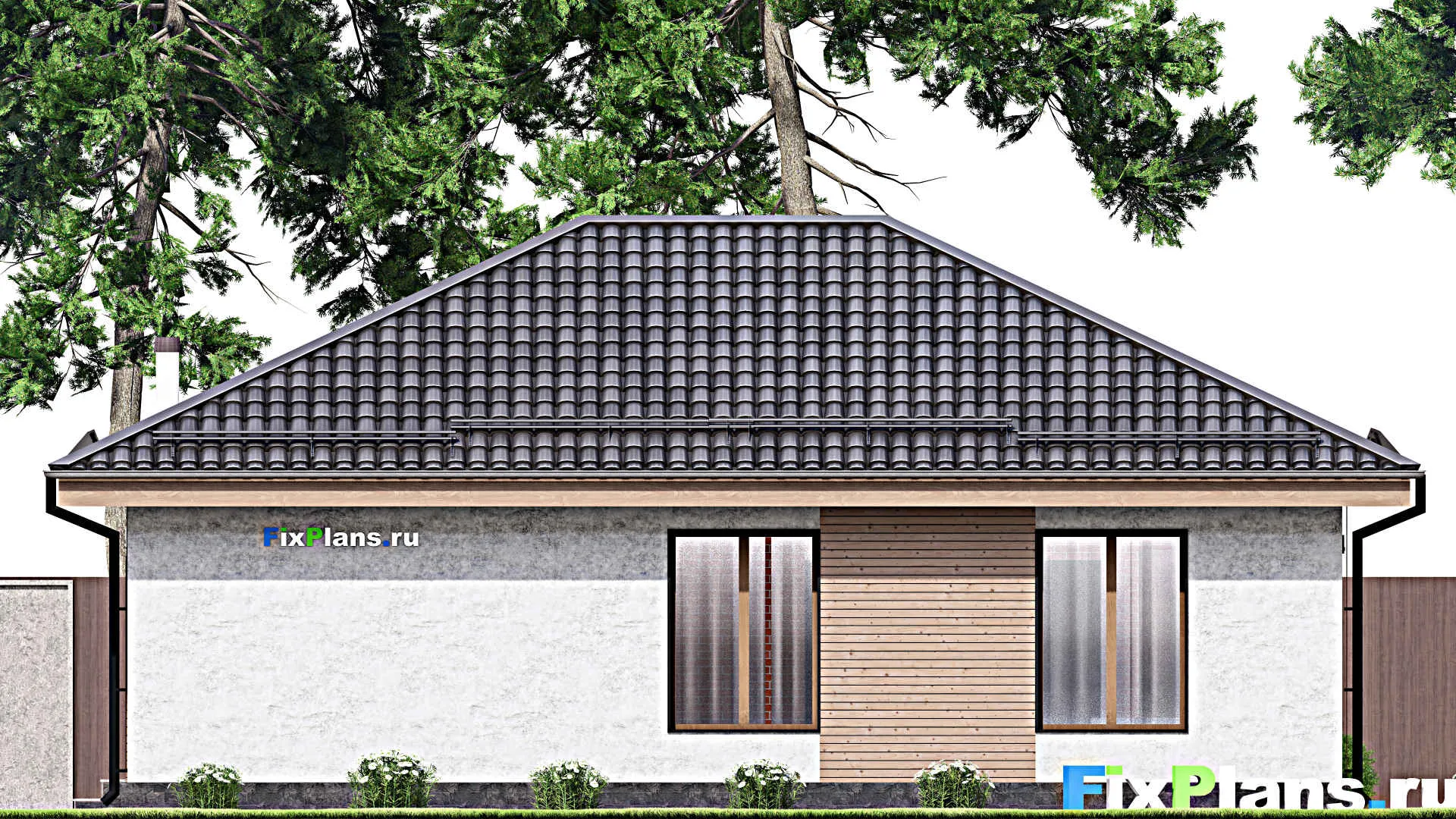 F-13571 - Проект одноэтажного дома 9 на 12, площадью 90 м² с 3 спальнями