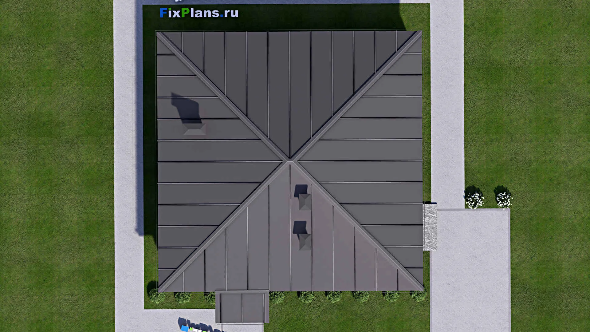 F-14192 - Проект одноэтажного дома 14 на 14, площадью 130 м² с 3 спальнями