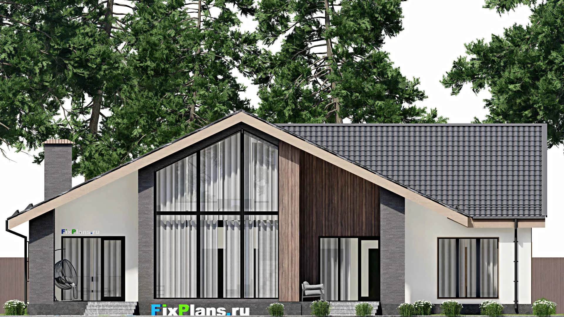 F-4814 - Проект дома с мансардой 13 на 21, площадью 210 м² с террасой и 4 спальнями