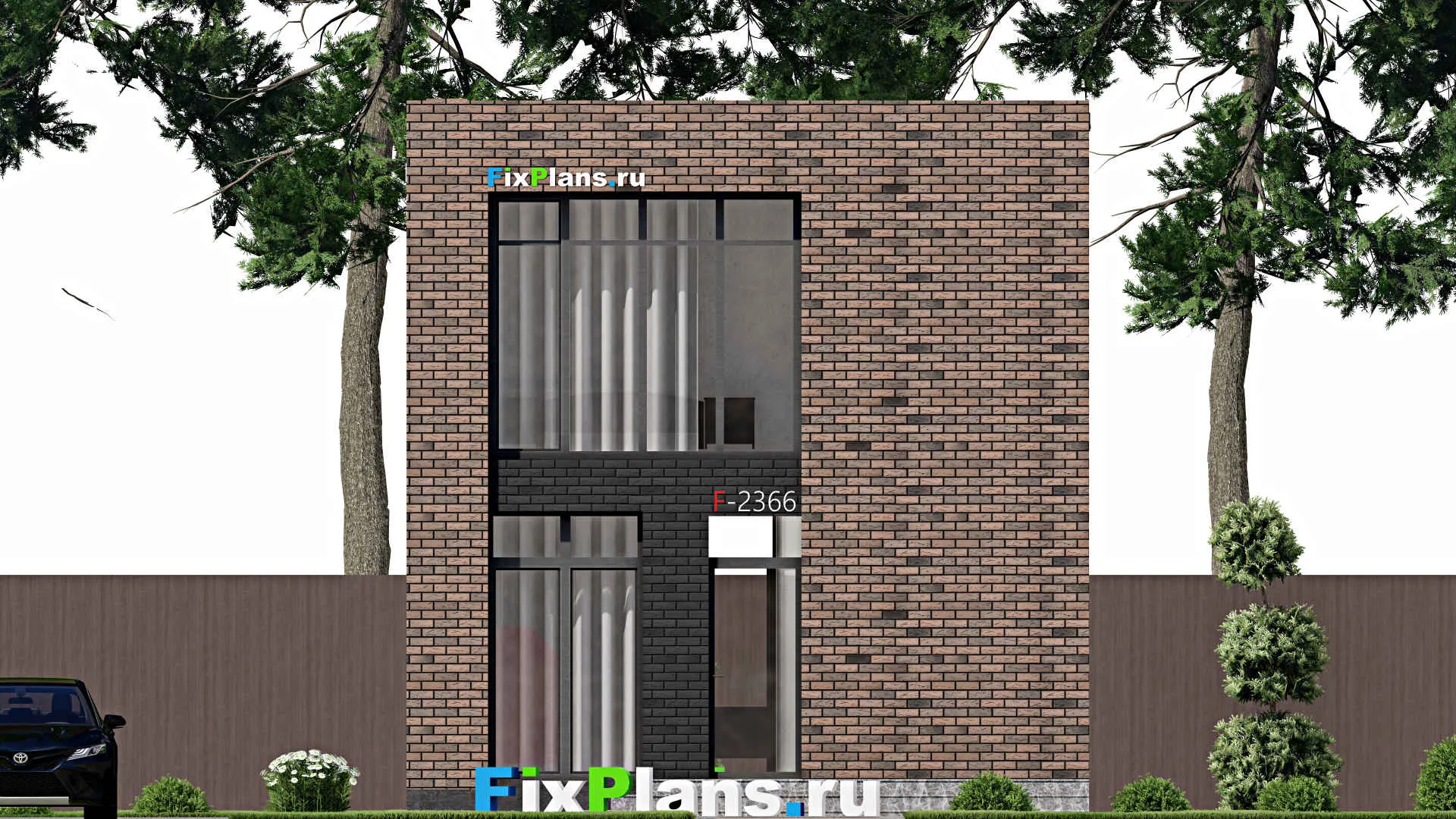 F-2366 - Проект двухэтажного дома 7 на 10, площадью 100 м² с террасой и 3 спальнями