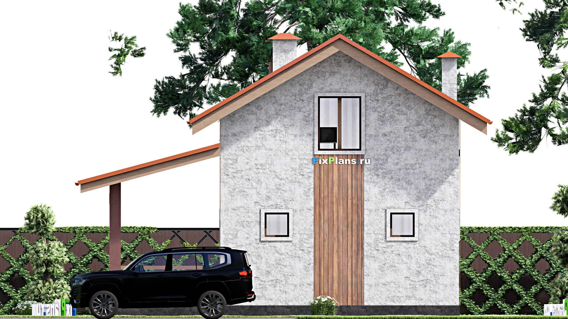 F-15326 - Проект бани 10 на 11, площадью 120 м² с комнатой отдыха, терассой, мансардой, санузлом и 2 спальнями