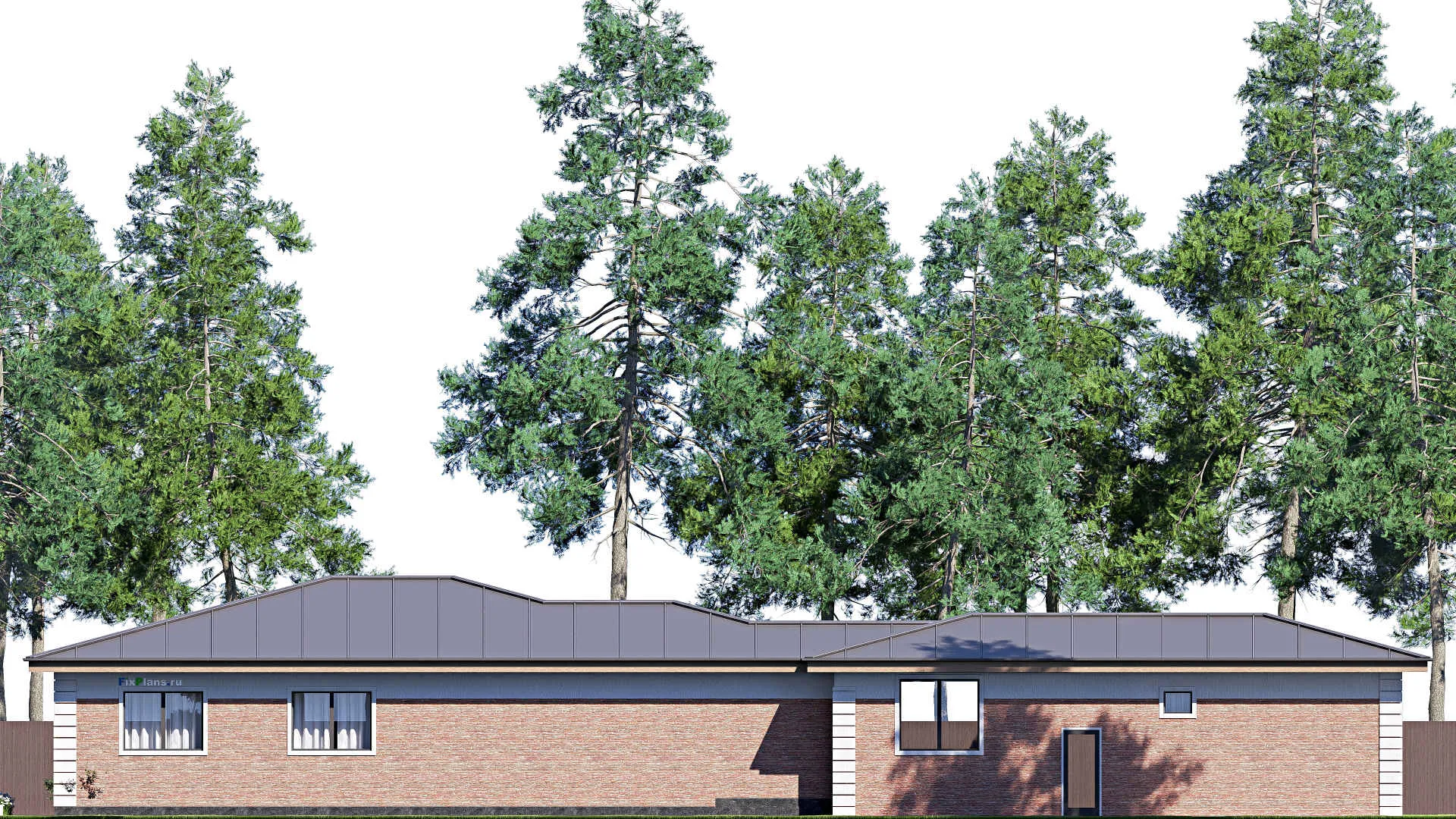 F-18746 - Проект одноэтажного дома 15 на 33, площадью 280 м² с террасой и 4 спальнями