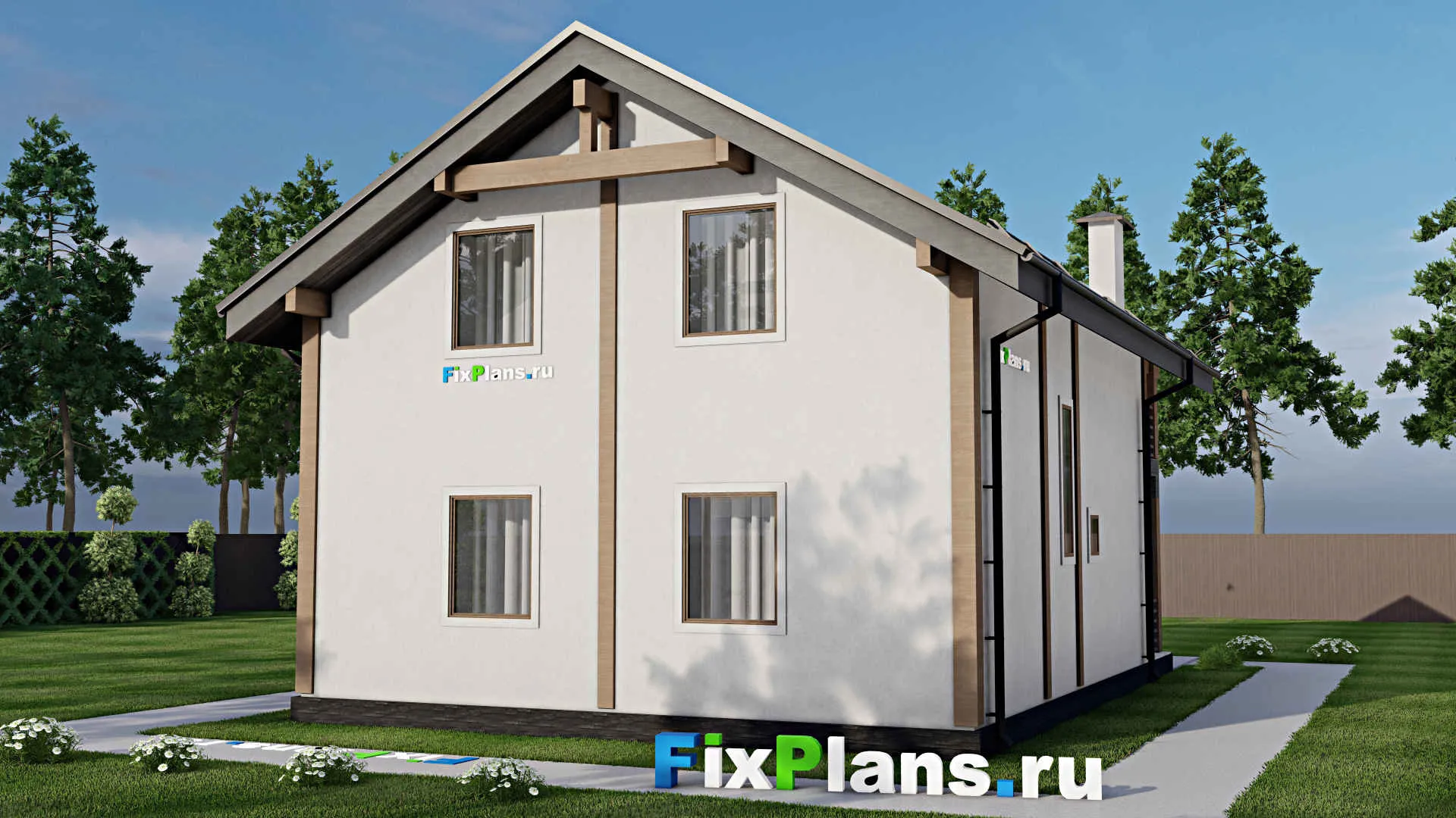 F-9143 - Проект дома с мансардой 9 на 12, площадью 160 м² с террасой, балконом и 5 спальнями