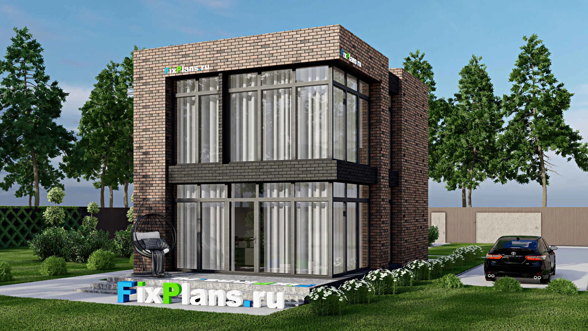 F-2366 - Проект двухэтажного дома 7 на 10, площадью 100 м² с террасой и 3 спальнями