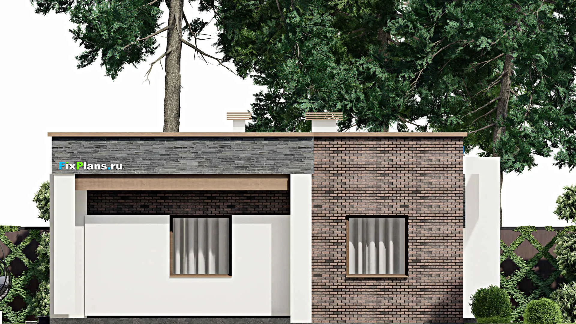 F-9575 - План одноэтажного дома 11 на 19, площадью 130 м² с 2 спальнями