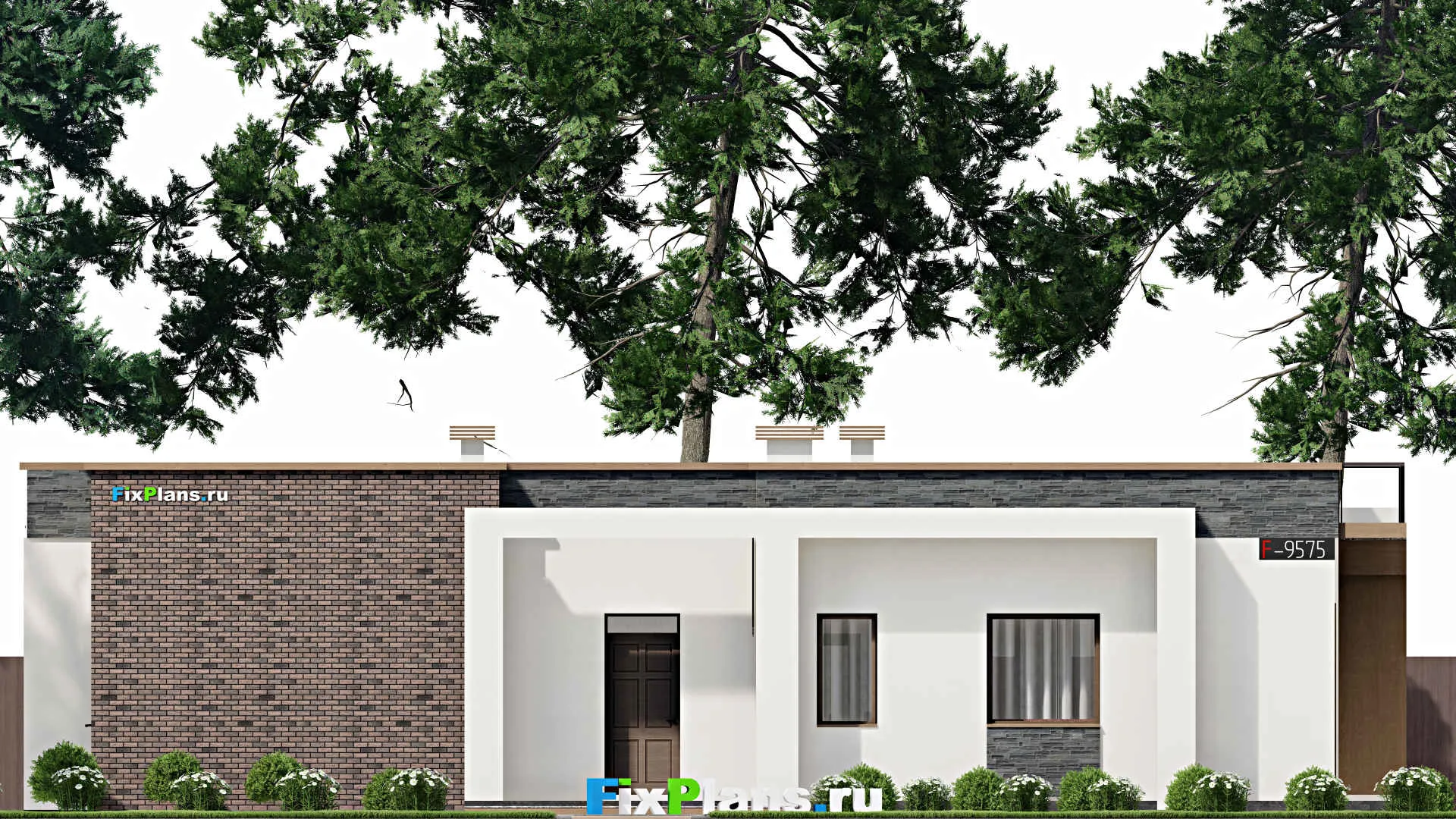 F-9575 - План одноэтажного дома 11 на 19, площадью 130 м² с 2 спальнями