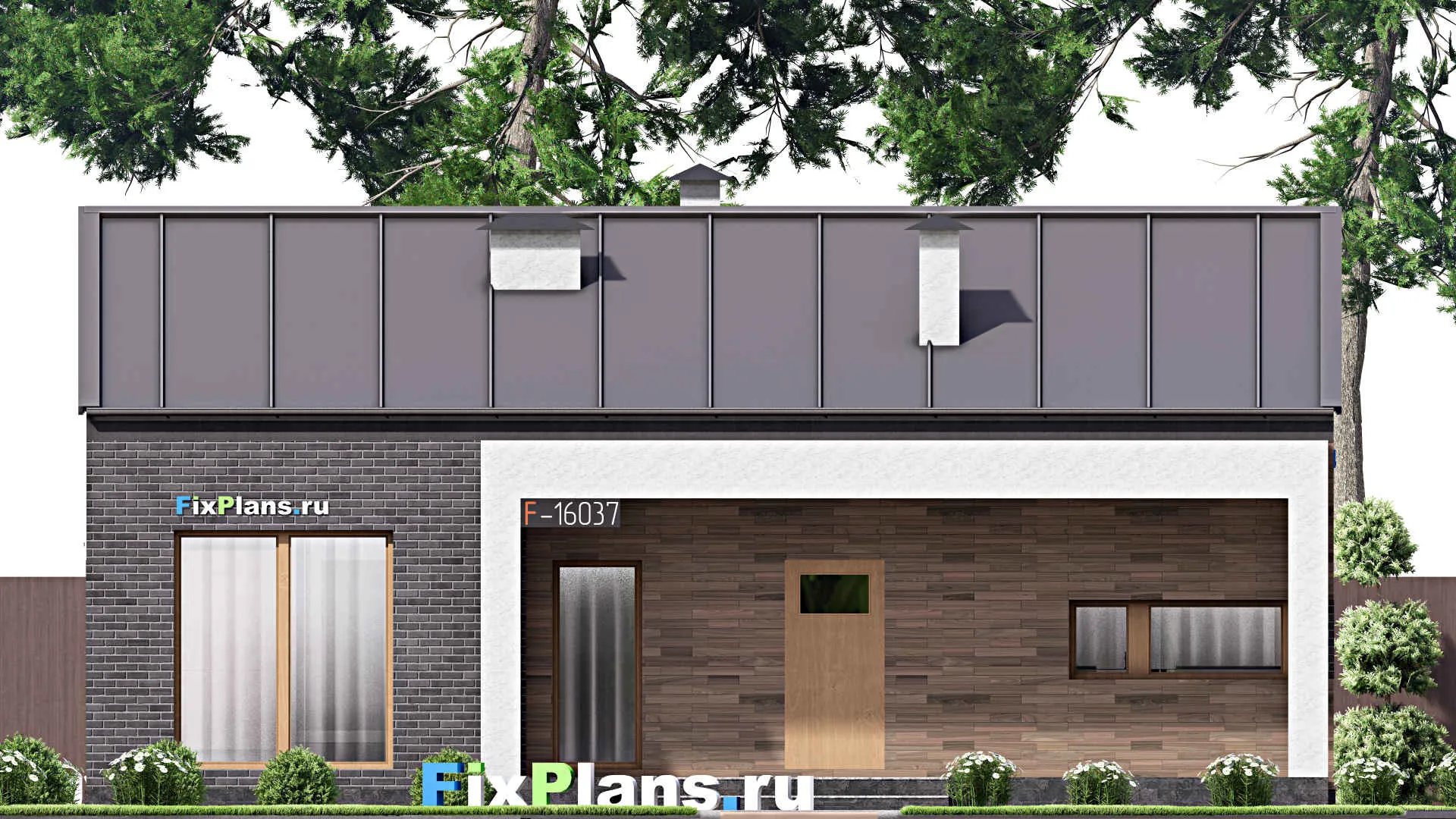 F-16037 - Проект одноэтажного дома 13 на 13, площадью 130 м² с террасой и 2 спальнями