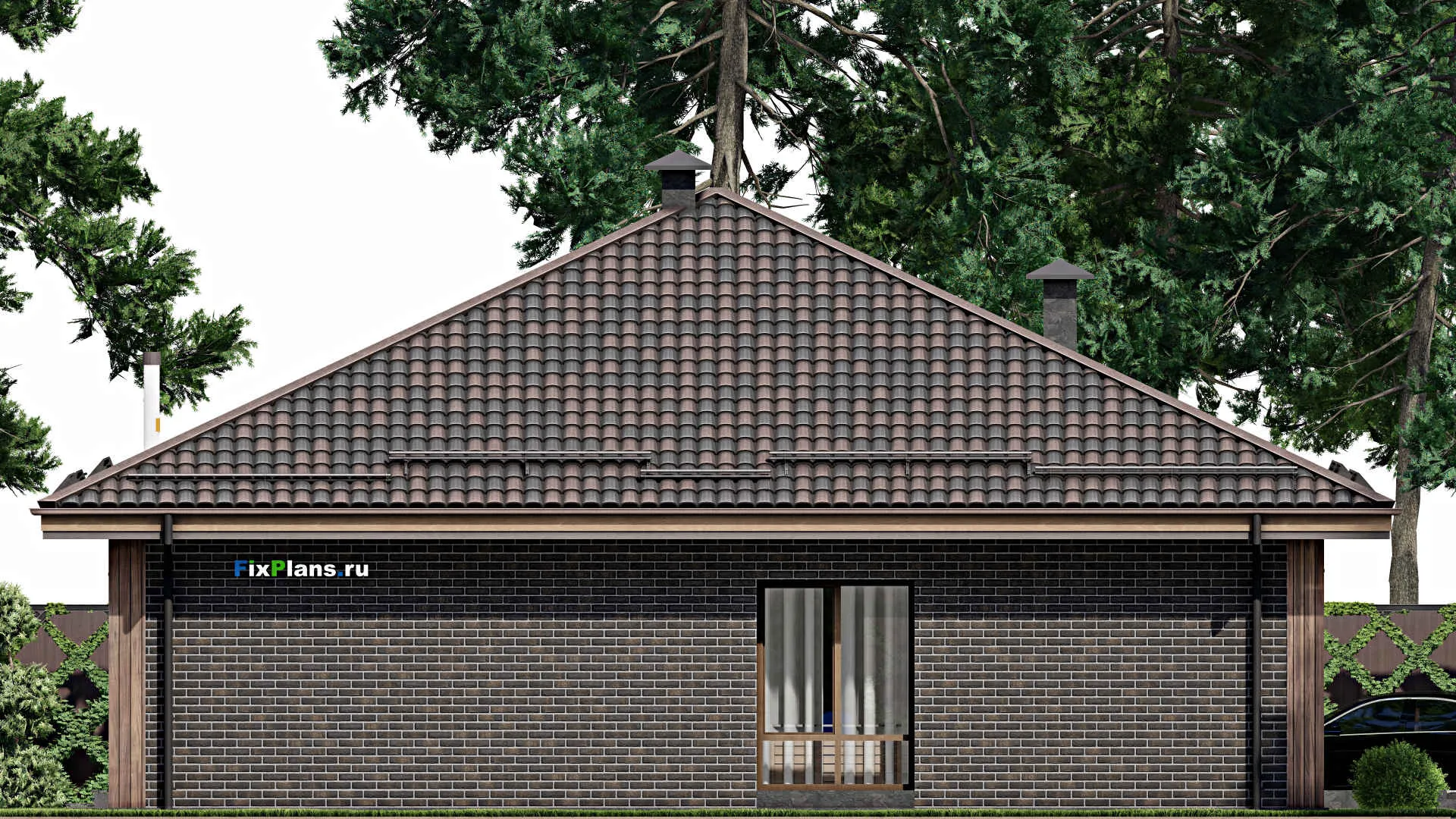 F-5588 - Проект одноэтажного дома 14 на 14, площадью 150 м² с 4 спальнями