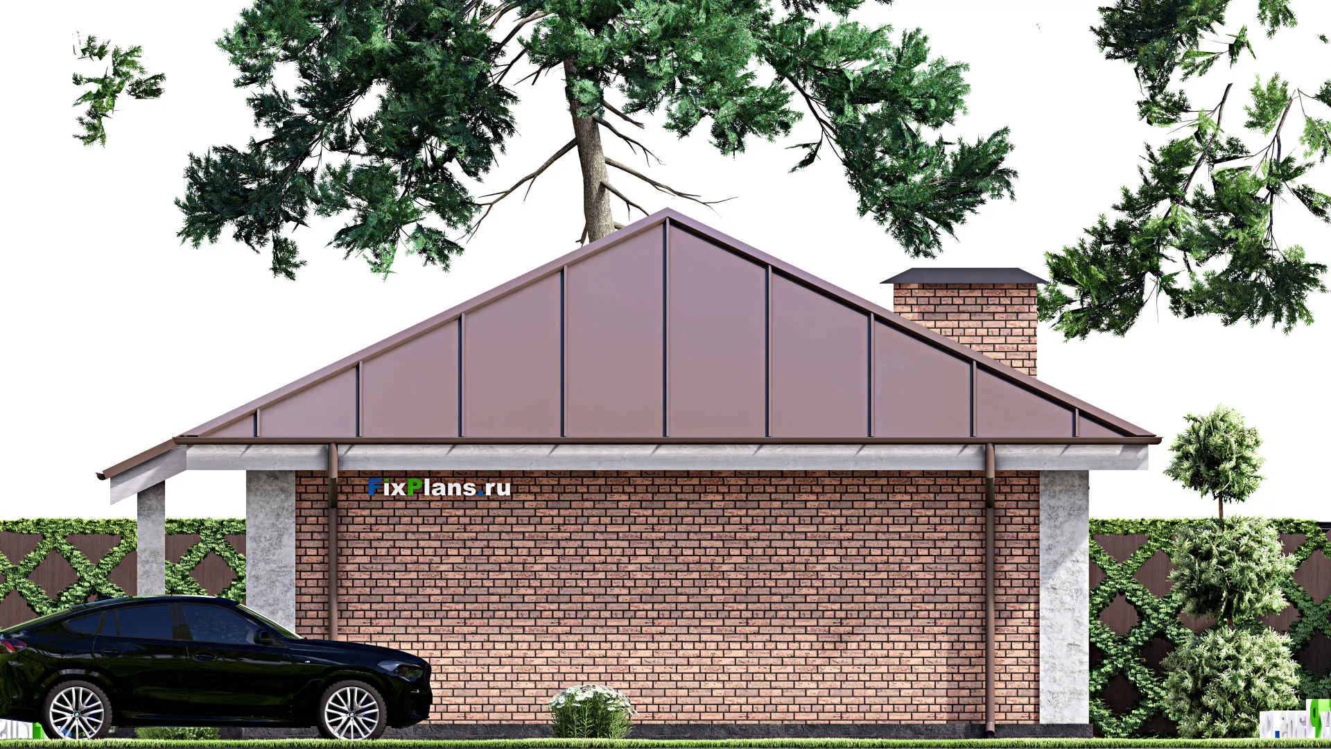 F-14075 - Проект одноэтажного дома 11 на 15, площадью 100 м² с террасой и 2 спальнями