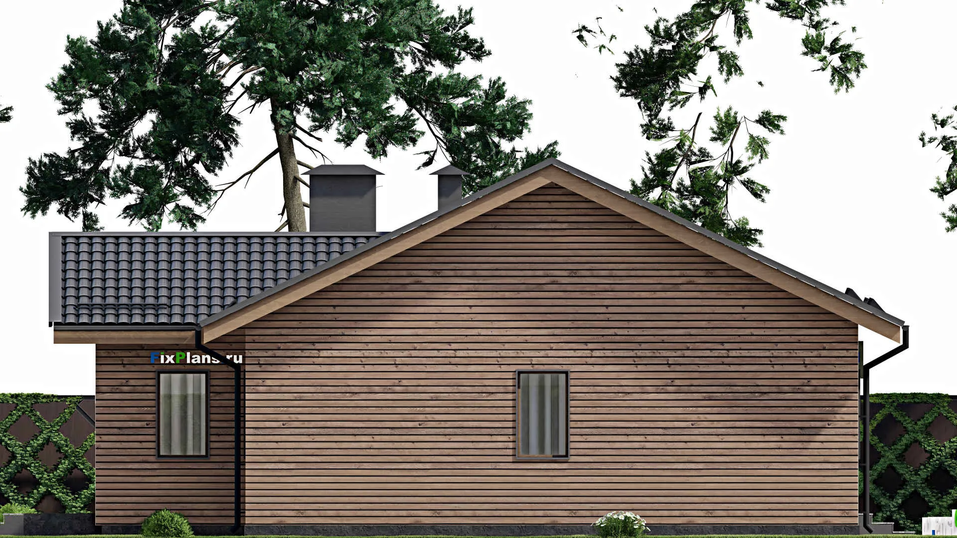 F-4643 - План одноэтажного дома 13 на 13, площадью 170 м² с террасой и 3 спальнями