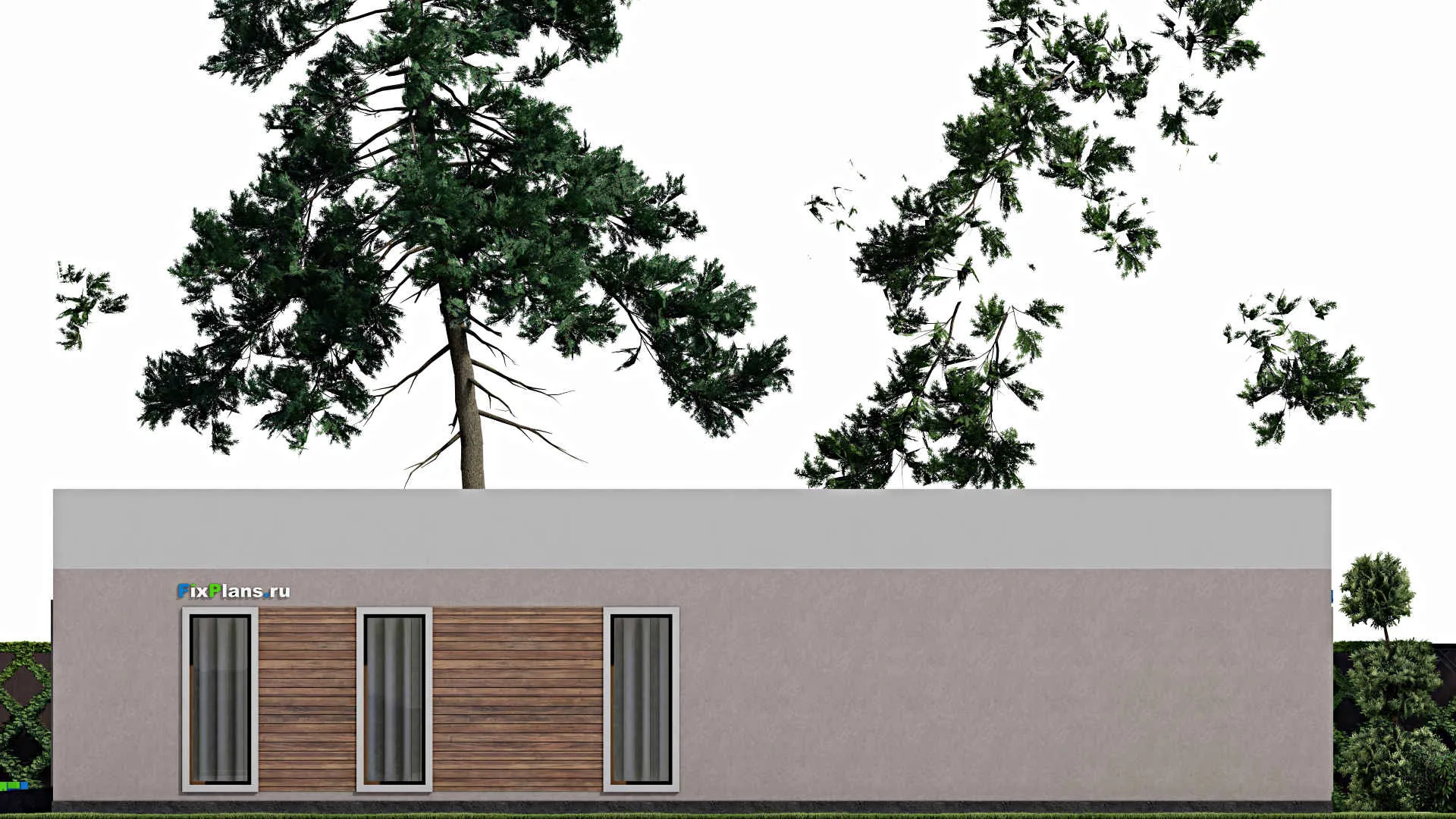 F-8936 - План одноэтажного дома 18 на 18, площадью 240 м² с гаражом на 2 машины и 3 спальнями