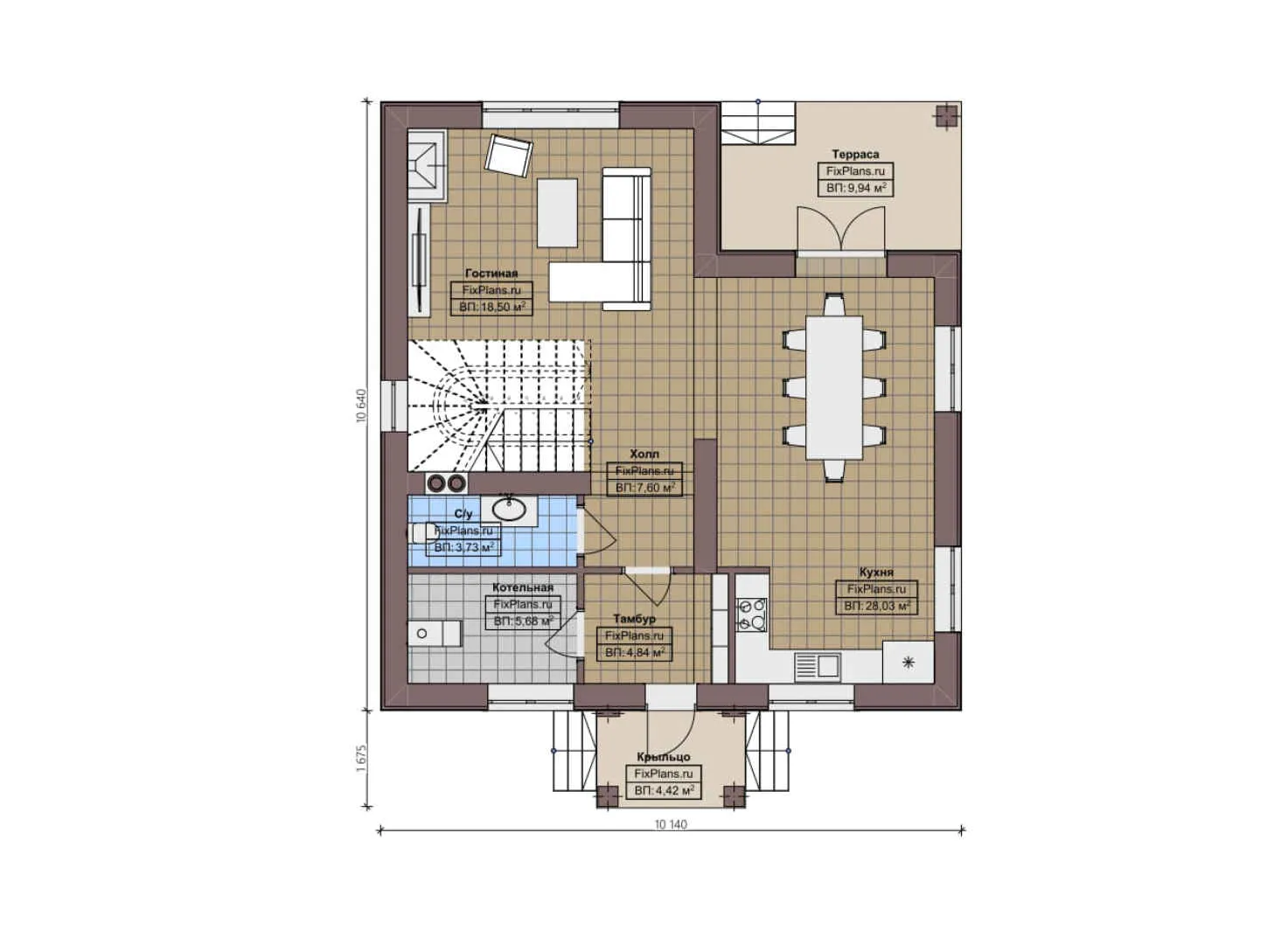 F-2285 - Планы дома с мансардой 11 на 11, площадью 160 м² с террасой, балконом и 3 спальнями