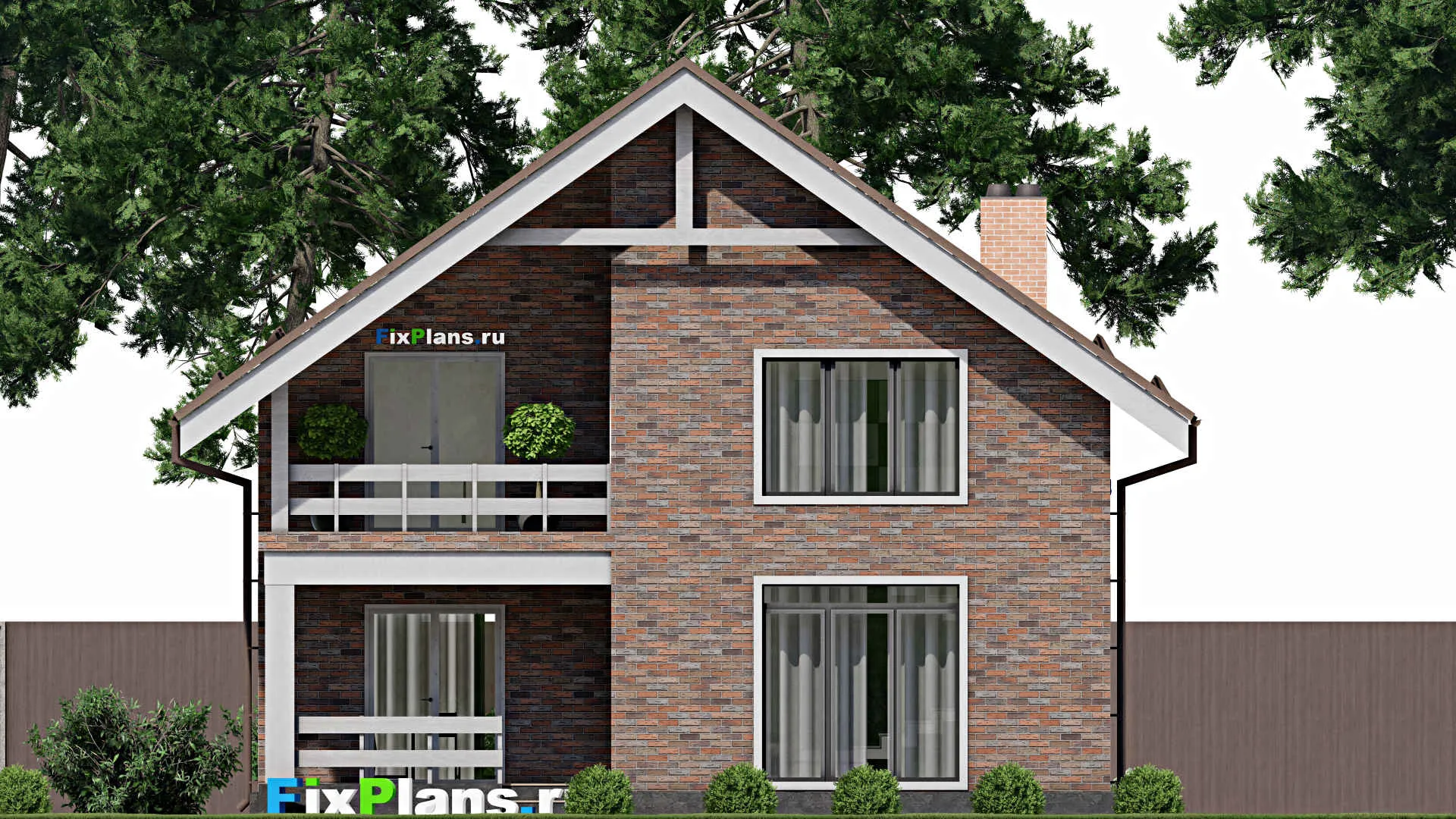 F-2285 - Планы дома с мансардой 11 на 11, площадью 160 м² с террасой, балконом и 3 спальнями