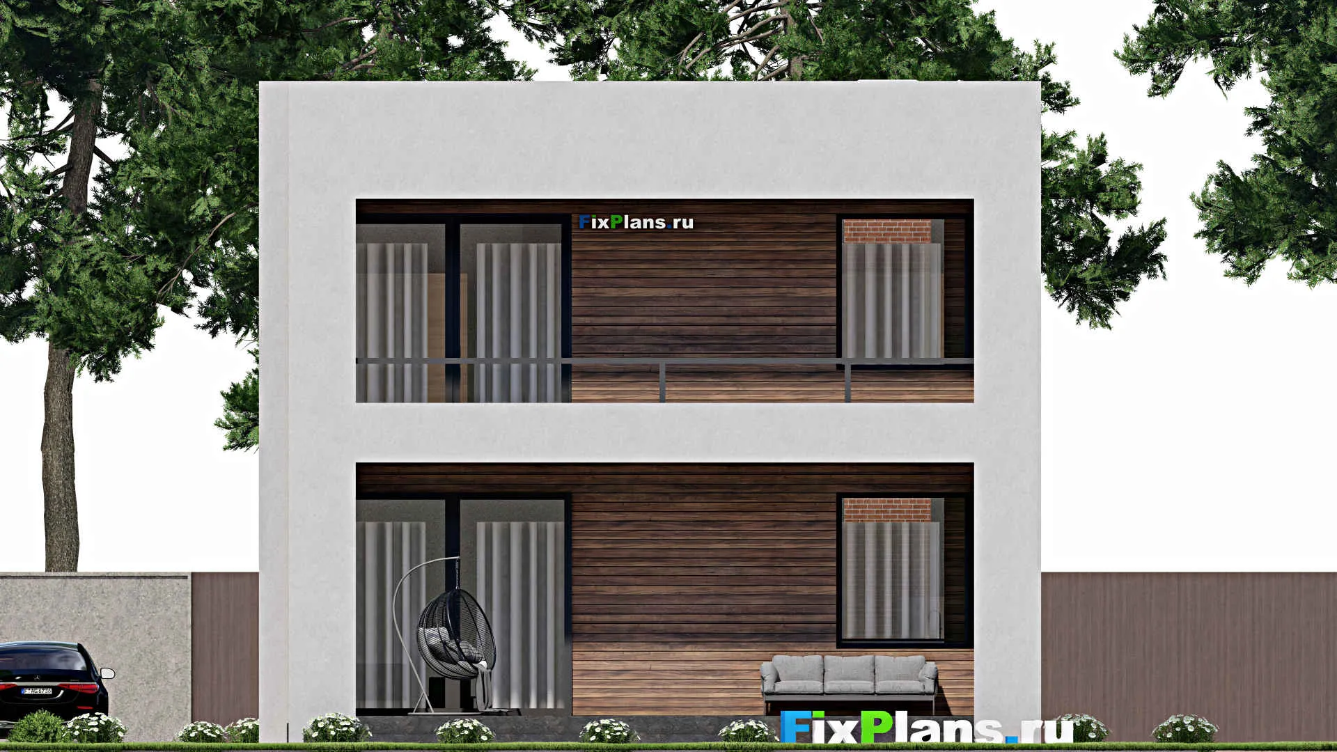 F-6290 - Проект двухэтажного дома 11 на 16, площадью 230 м² с террасой, балконом и 3 спальнями