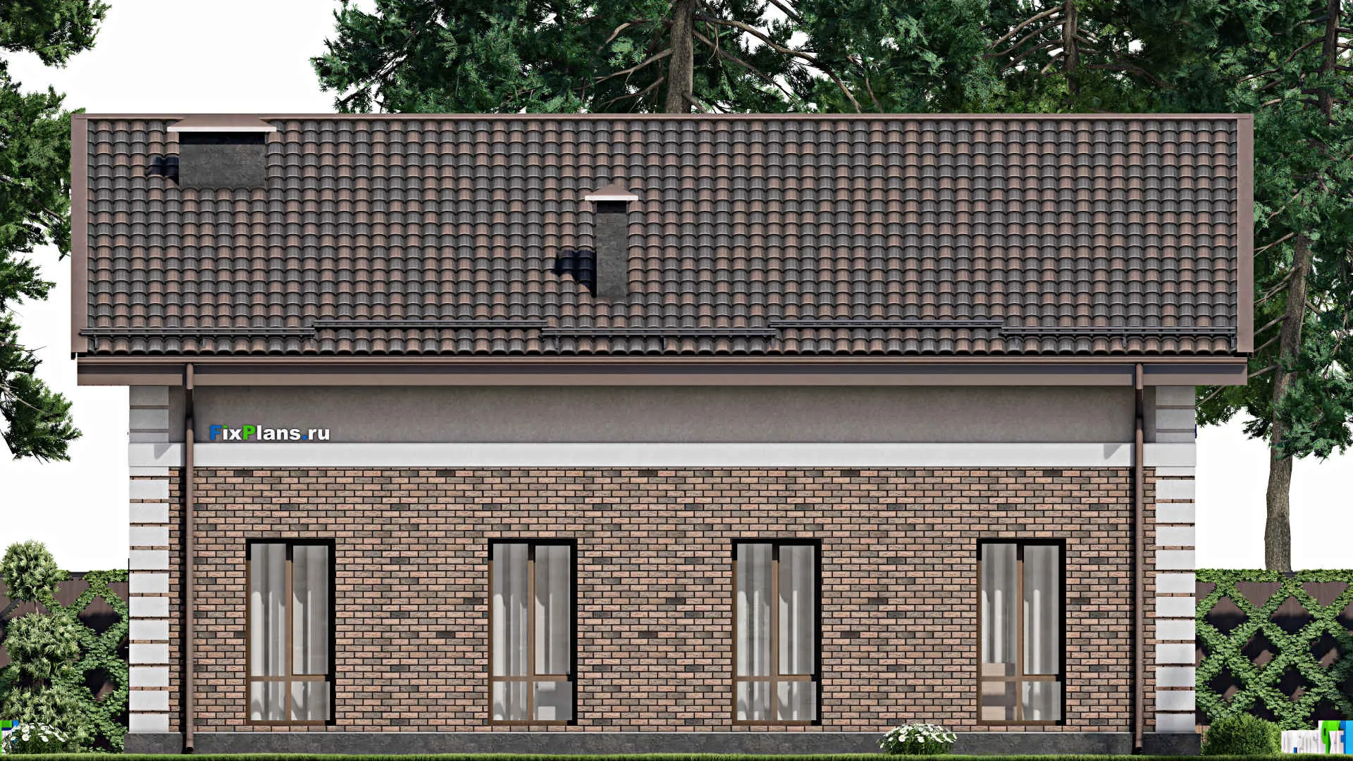 F-8207 - Проект дома с мансардой 12 на 14, площадью 240 м² с террасой и 1 спальнями