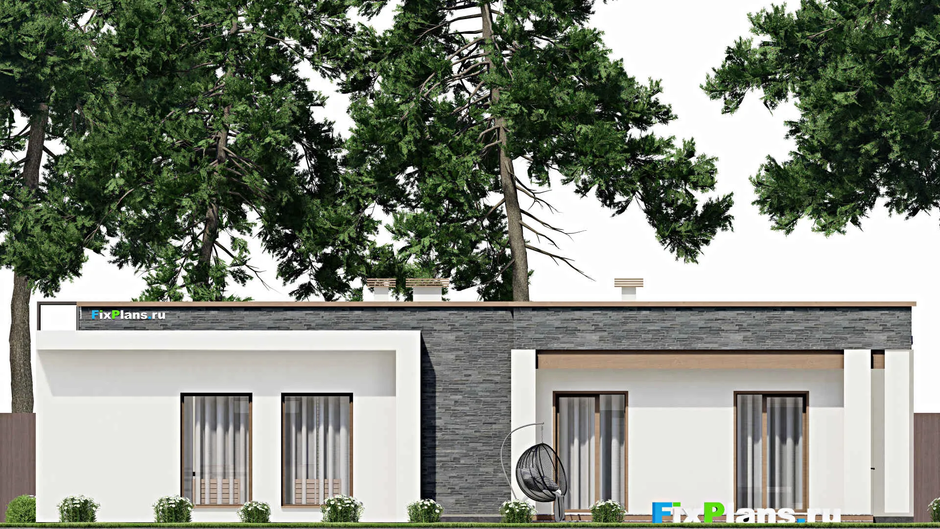 F-9575 - План одноэтажного дома 11 на 19, площадью 130 м² с 2 спальнями