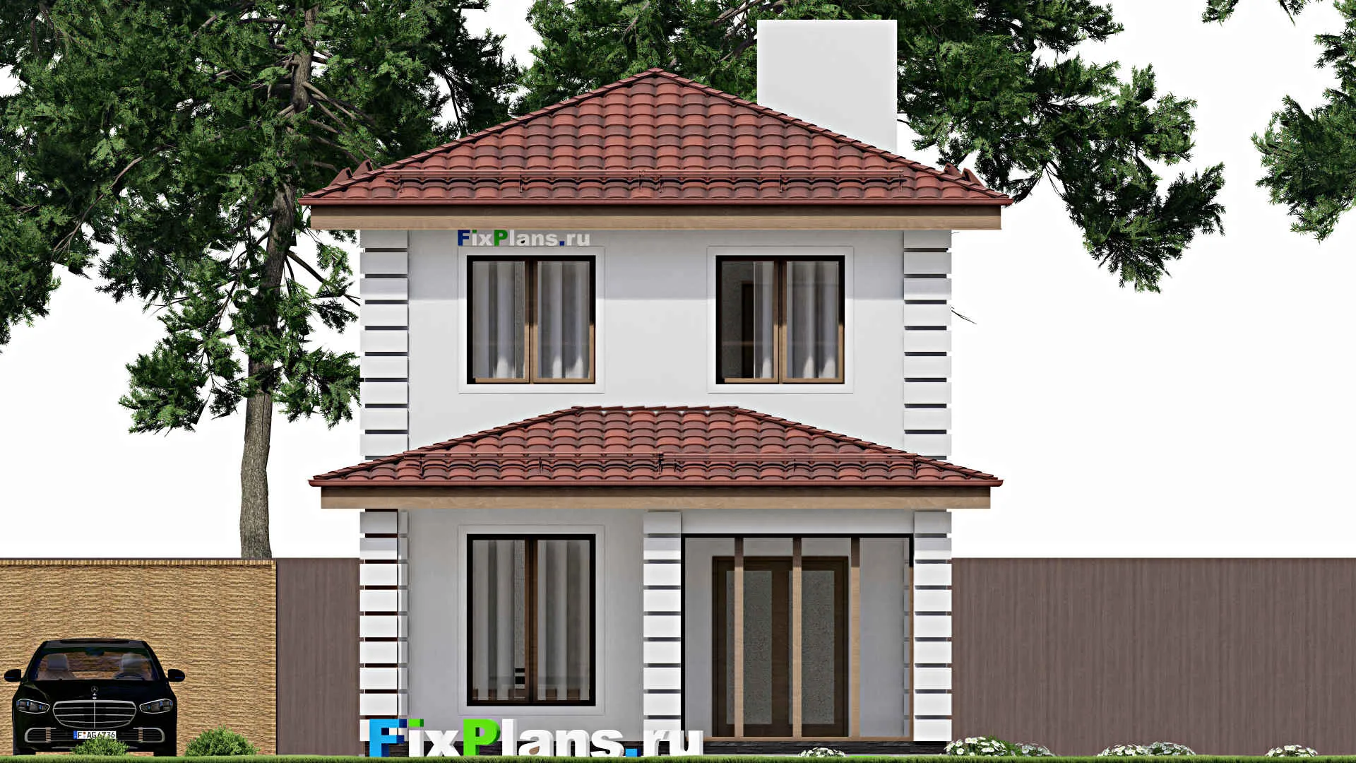 F-4382 - Проект двухэтажного дома 7 на 15, площадью 130 м² с террасой, балконом и 3 спальнями