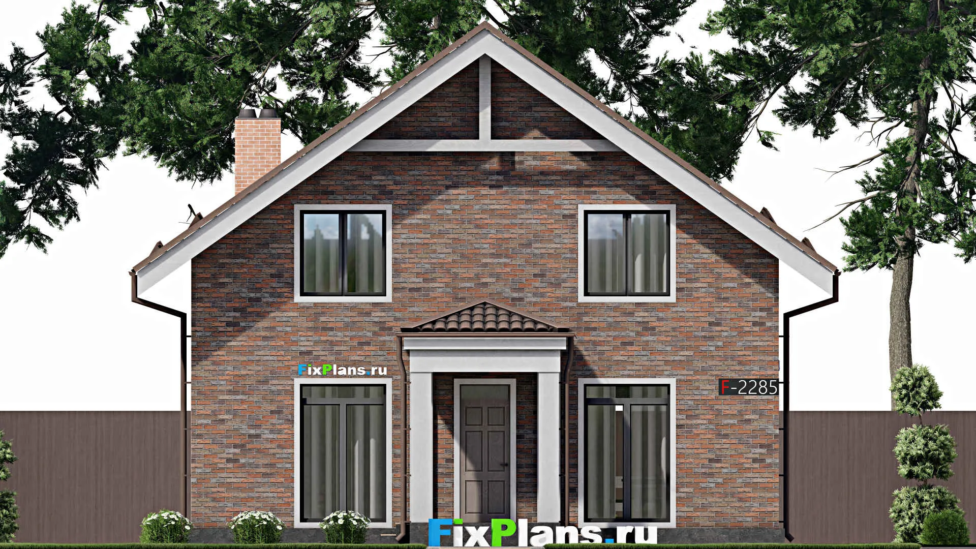 F-2285 - Планы дома с мансардой 11 на 11, площадью 160 м² с террасой, балконом и 3 спальнями