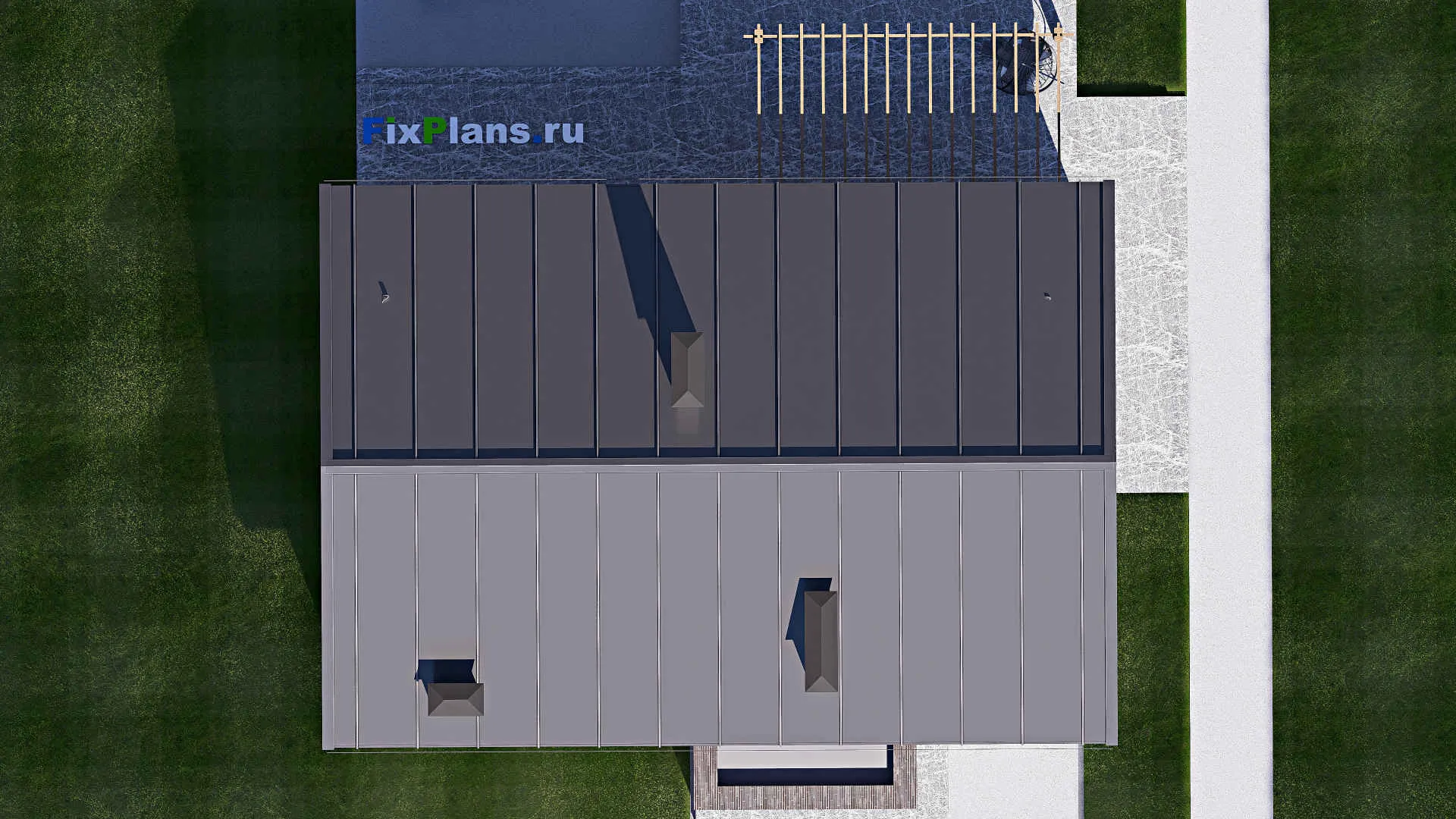 F-18557 - Проект дома с мансардой 15 на 16, площадью 240 м² с террасой и 5 спальнями