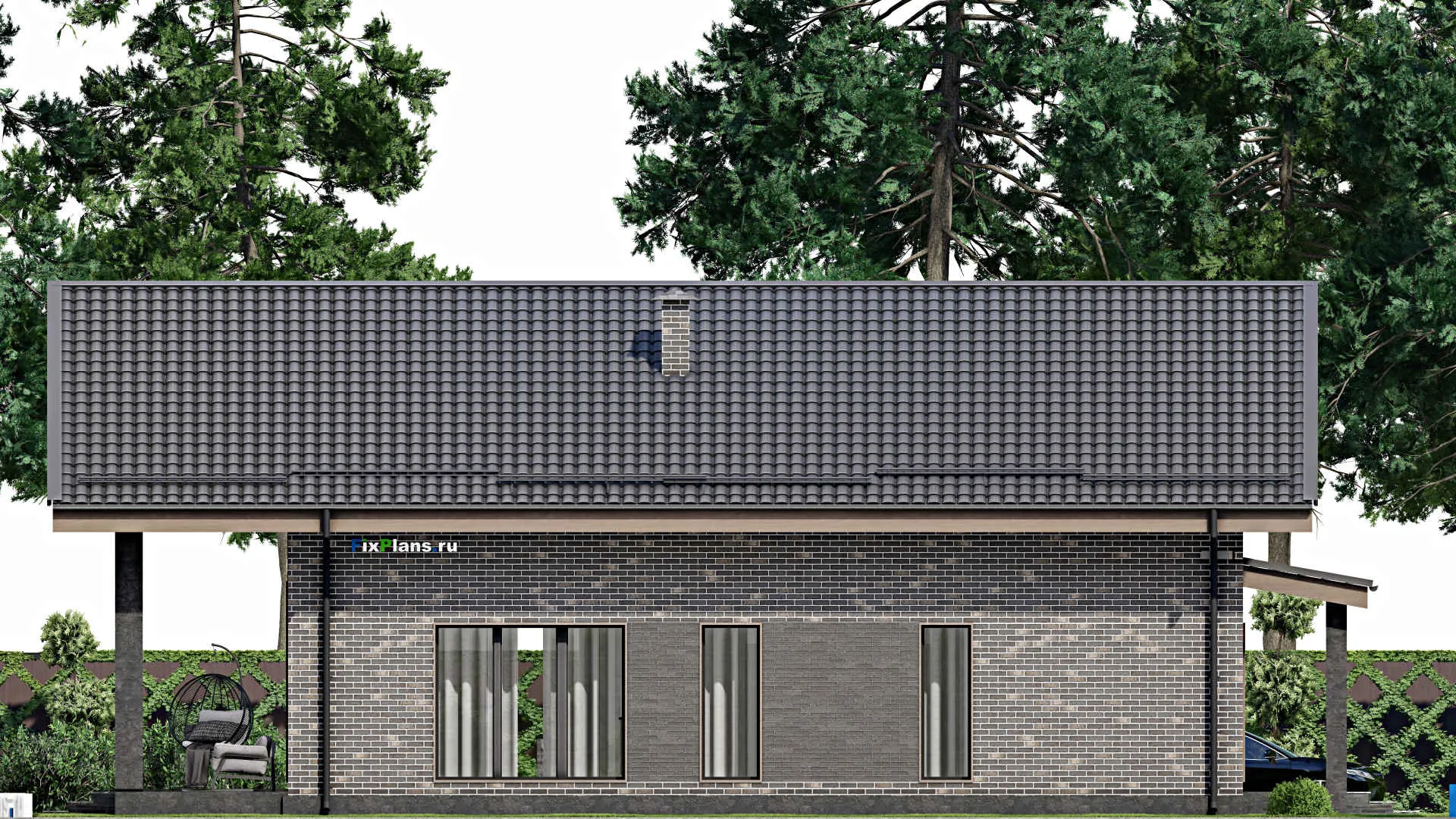 F-6605 - Проект дома с мансардой 12 на 14, площадью 240 м² с террасой и 3 спальнями