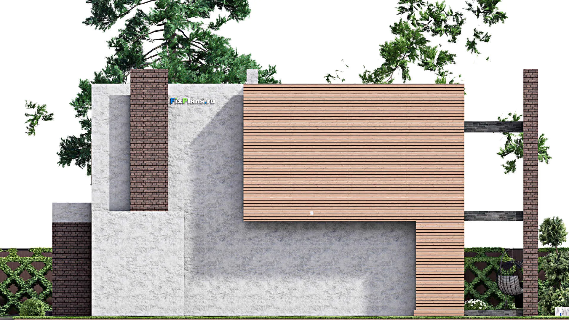 F-11978 - Проект двухэтажного дома 17 на 18, площадью 340 м² с террасой, балконом, гаражом на 2 машины и 3 спальнями