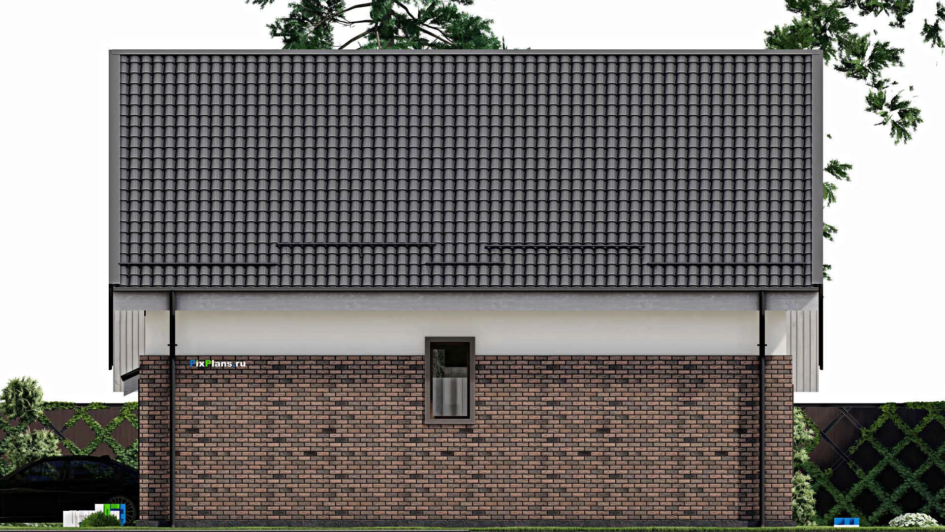 F-4598 - Планы дома с мансардой 13 на 14, площадью 210 м² с гаражом на 1 машину и 3 спальнями