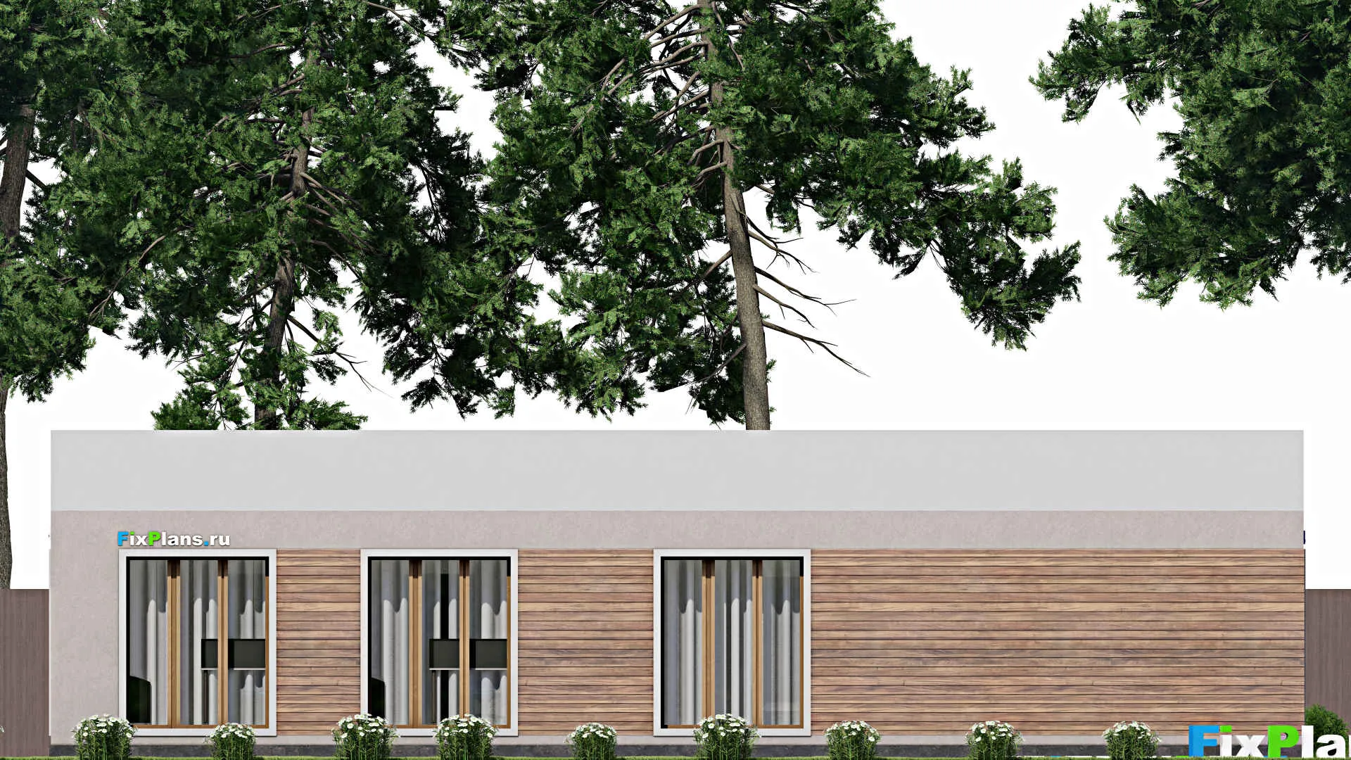 F-8936 - План одноэтажного дома 18 на 18, площадью 240 м² с гаражом на 2 машины и 3 спальнями