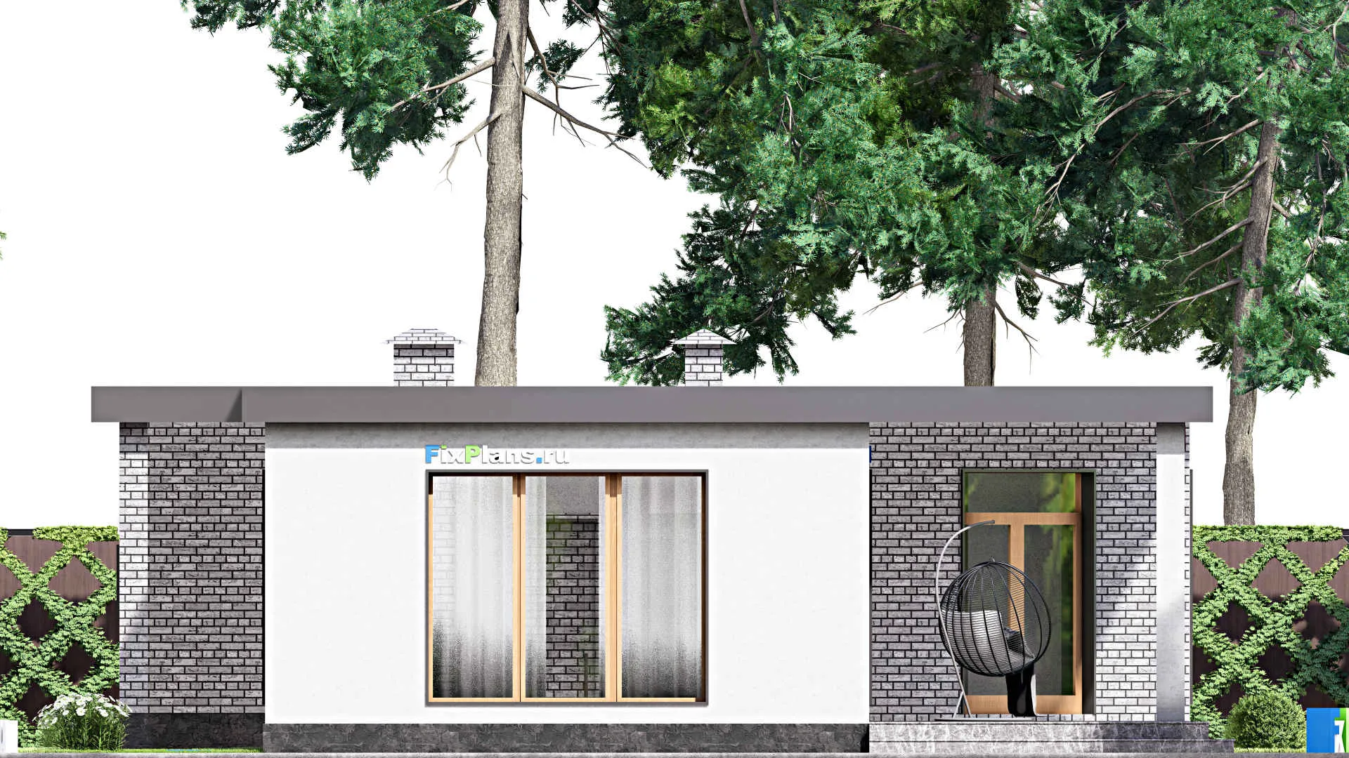 F-15587 - Проект одноэтажного дома 12 на 23, площадью 230 м² с цокольным этажом и 1 спальнями