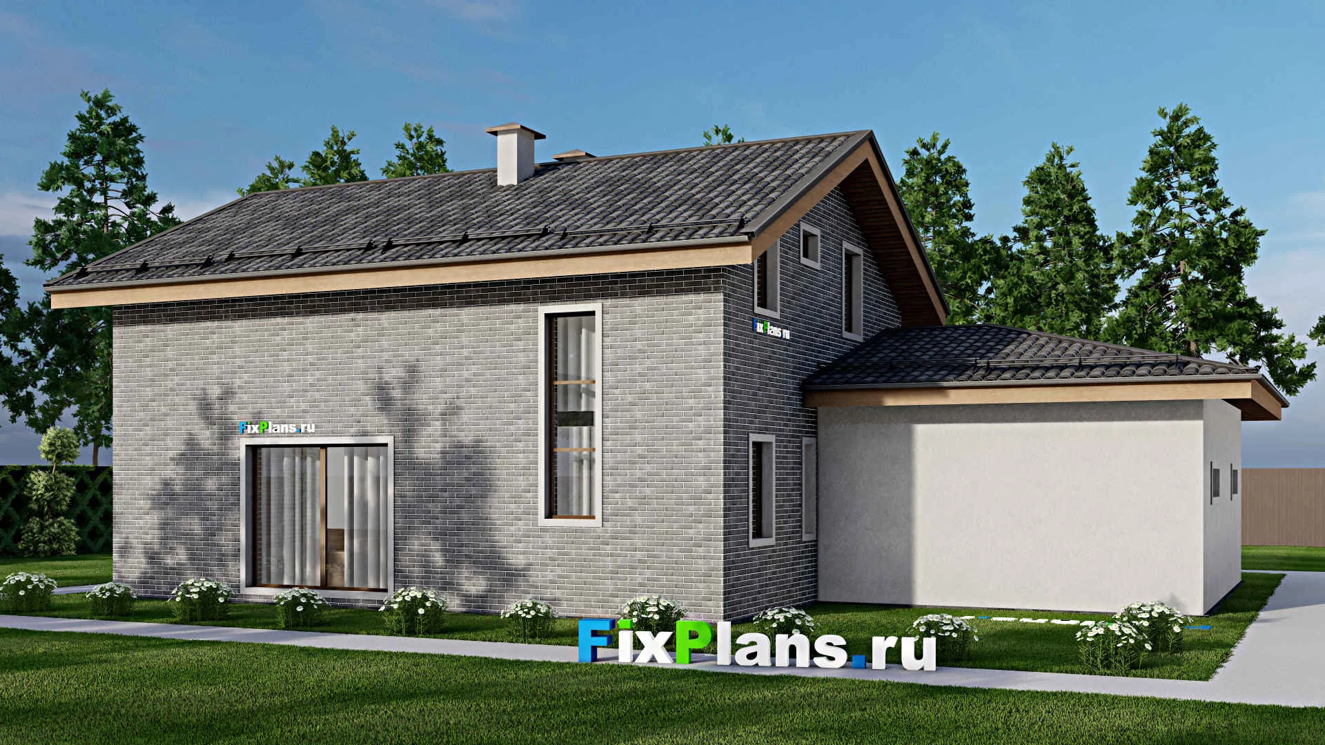 F-12122 - Проект дома с мансардой 13 на 18, площадью 200 м² с 4 спальнями