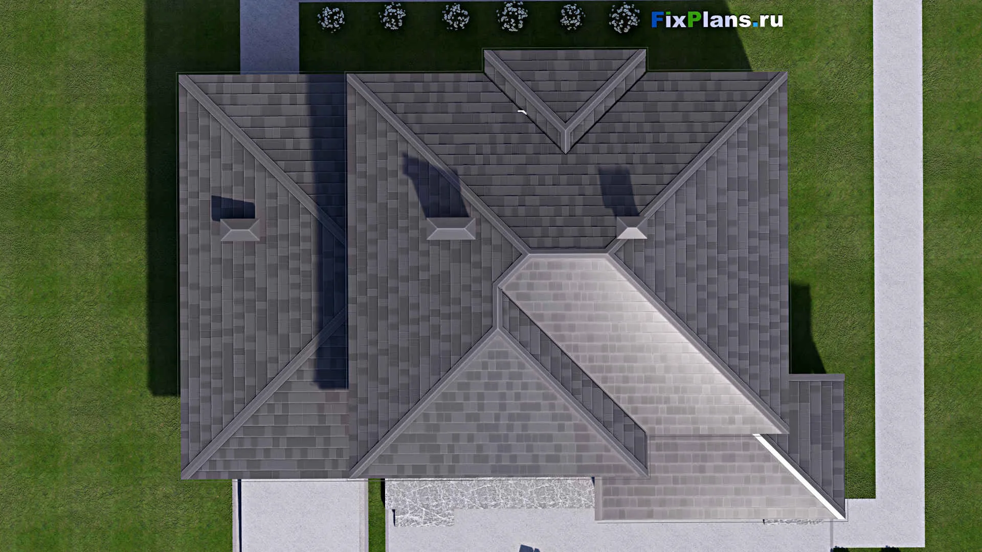 F-14633 - Проект двухэтажного дома 14 на 20, площадью 250 м² с террасой, баней, гаражом на 1 машину и 4 спальнями