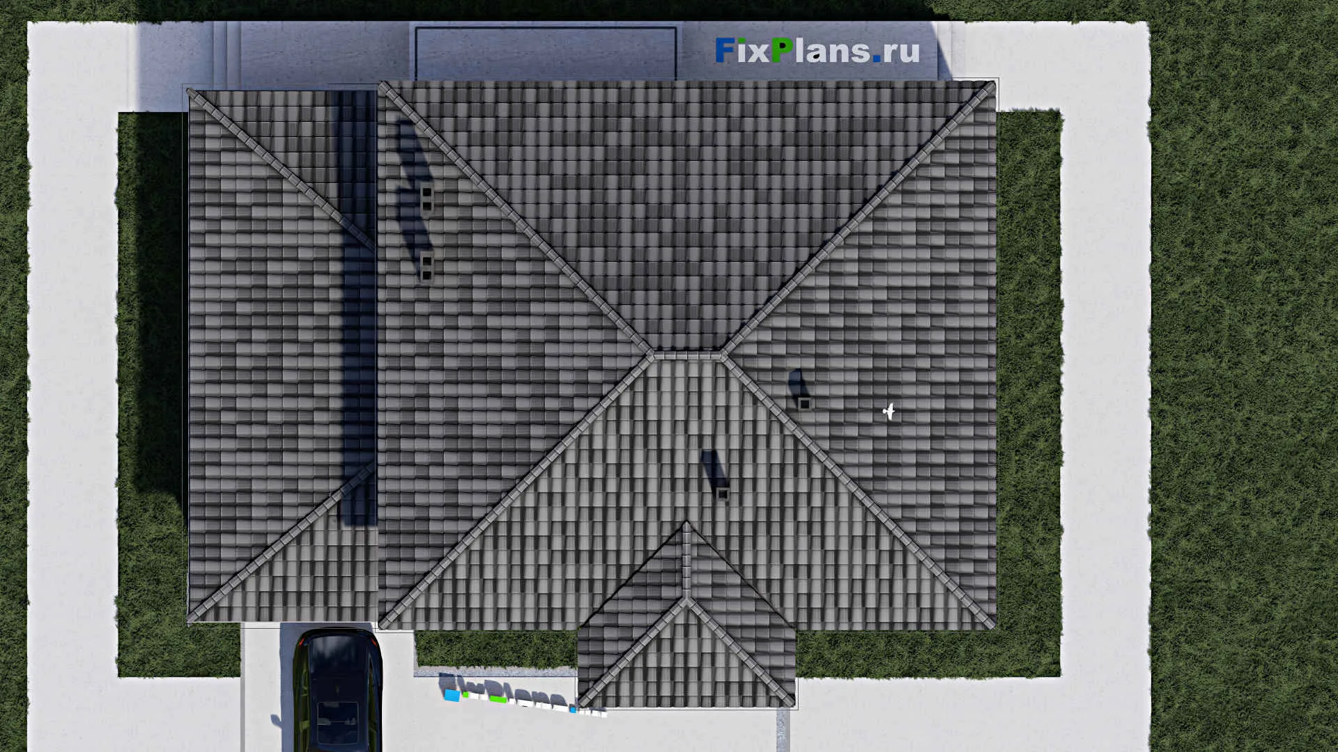 F-1142 - Проект двухэтажного дома 11 на 17, площадью 270 м² с террасой, балконом, гаражом на 1 машину и 4 спальнями