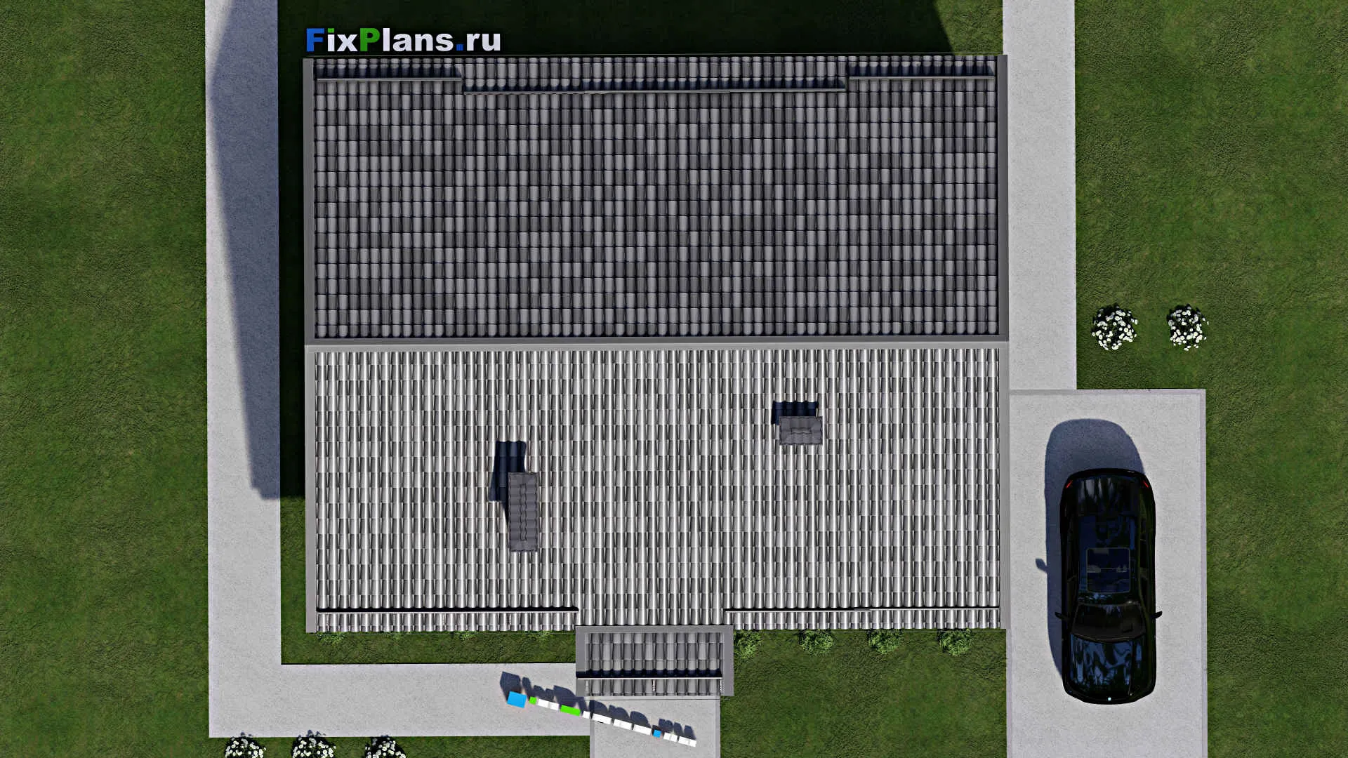 F-9215 - Проект одноэтажного дома 12 на 13, площадью 110 м² с террасой и 3 спальнями