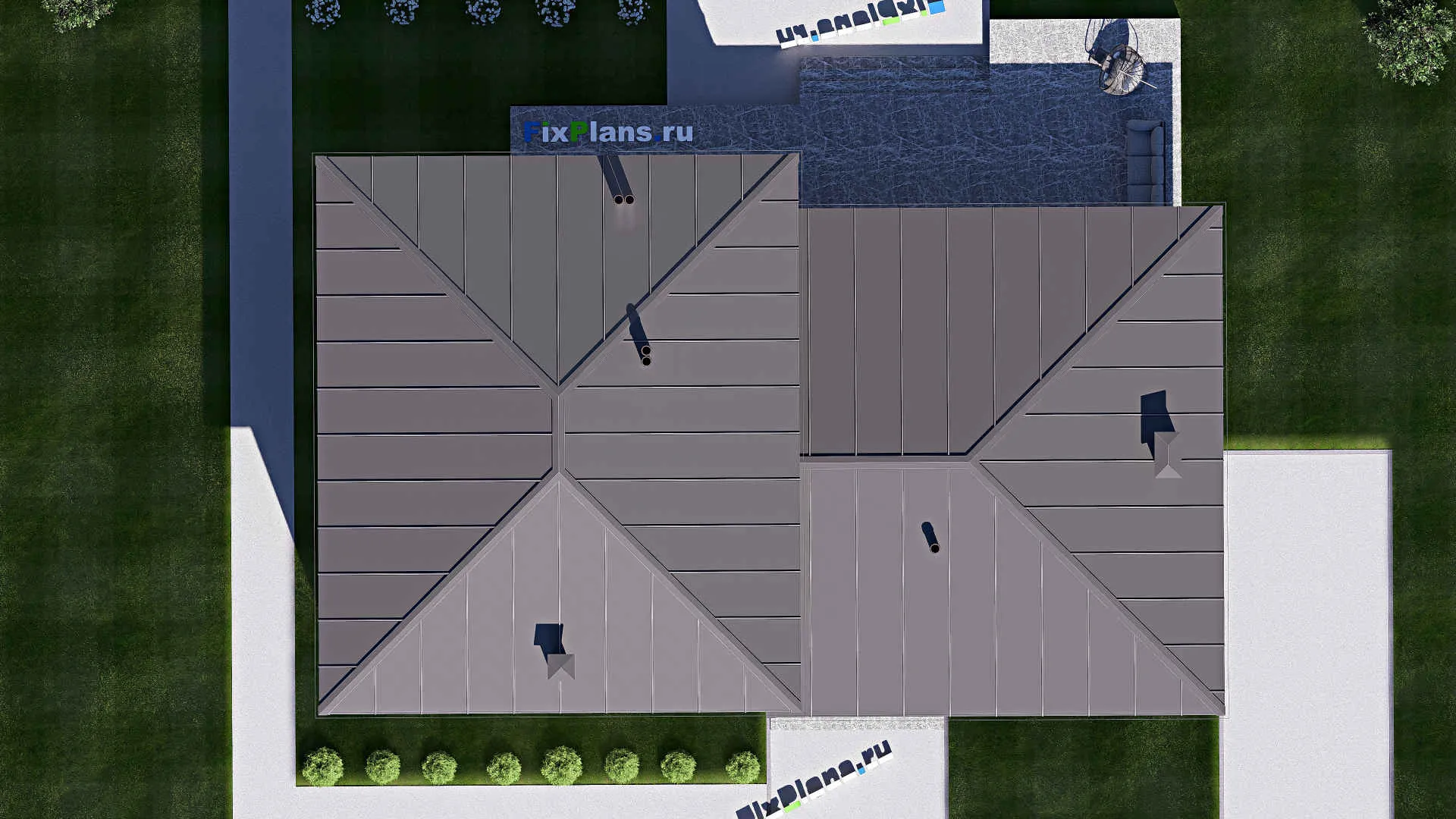 F-19772 - Проект двухэтажного дома 16 на 20, площадью 290 м² с террасой и 3 спальнями