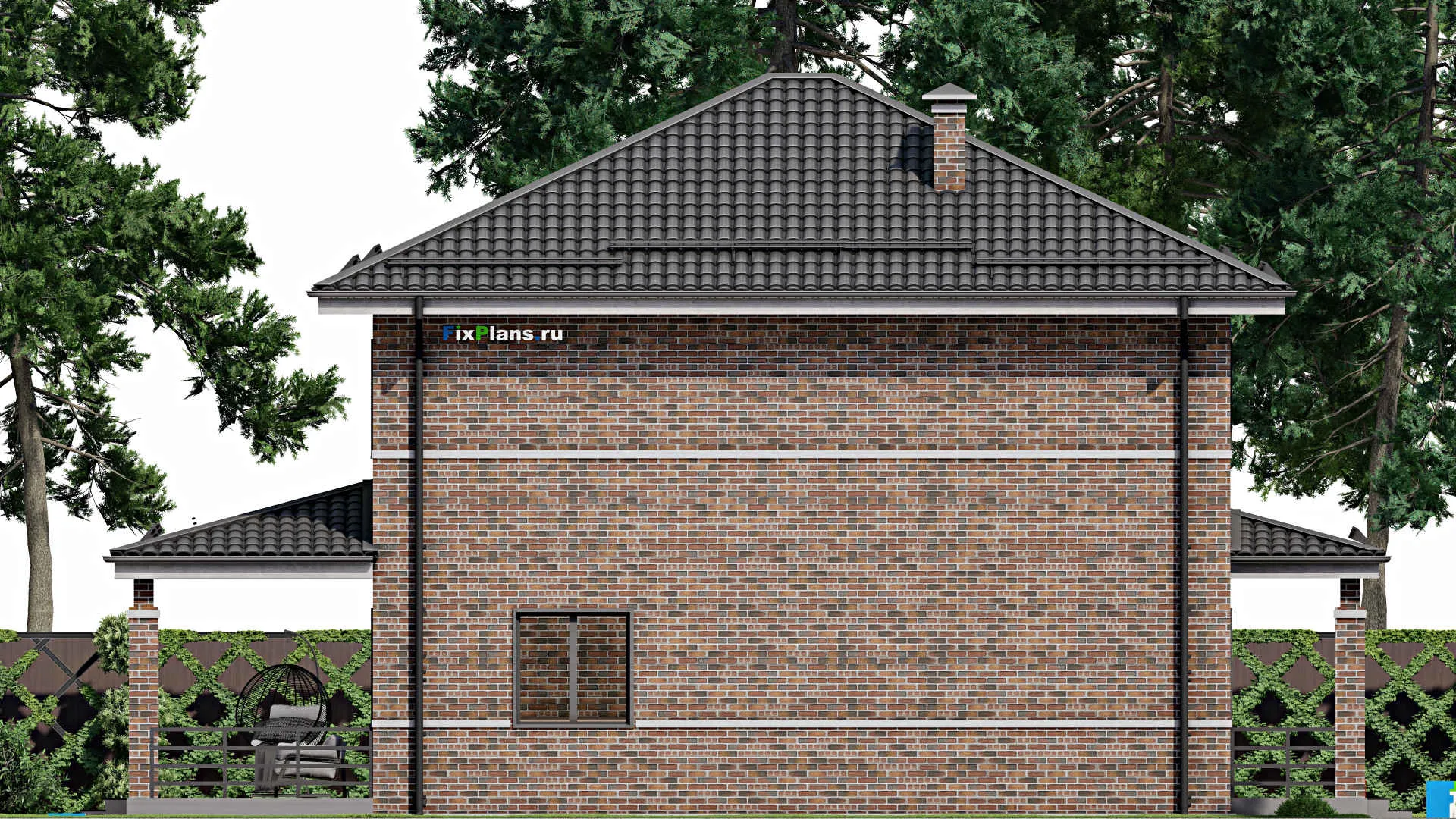 F-4202 - Планы двухэтажного дома 11 на 11, площадью 200 м² с террасой и 5 спальнями