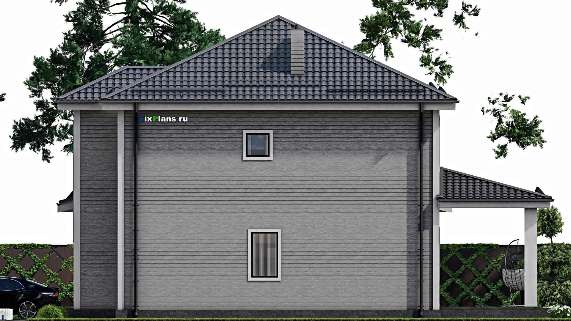 F-5345 - Проект двухэтажного дома 12 на 16, площадью 220 м² с гаражом на 1 машину и 4 спальнями