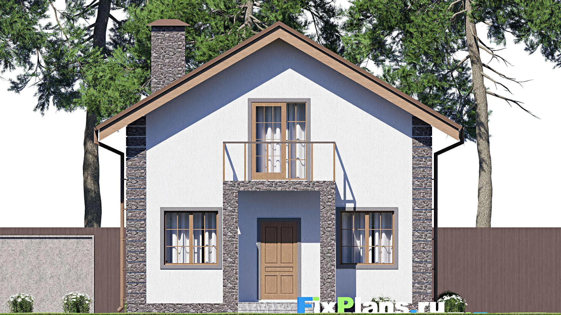 F-18431 - Проект дома с мансардой 9 на 12, площадью 100 м² с террасой, балконом и 4 спальнями