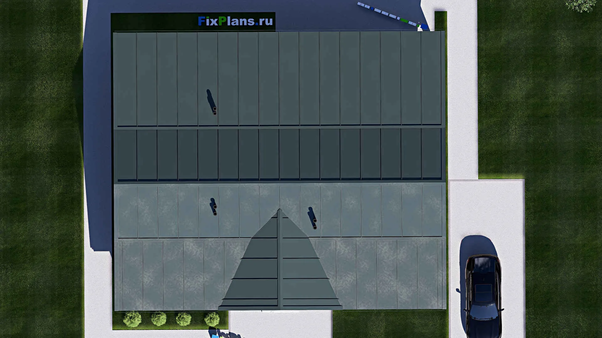 F-20717 - Проект одноэтажного дома 15 на 17, площадью 210 м² с террасой и 3 спальнями