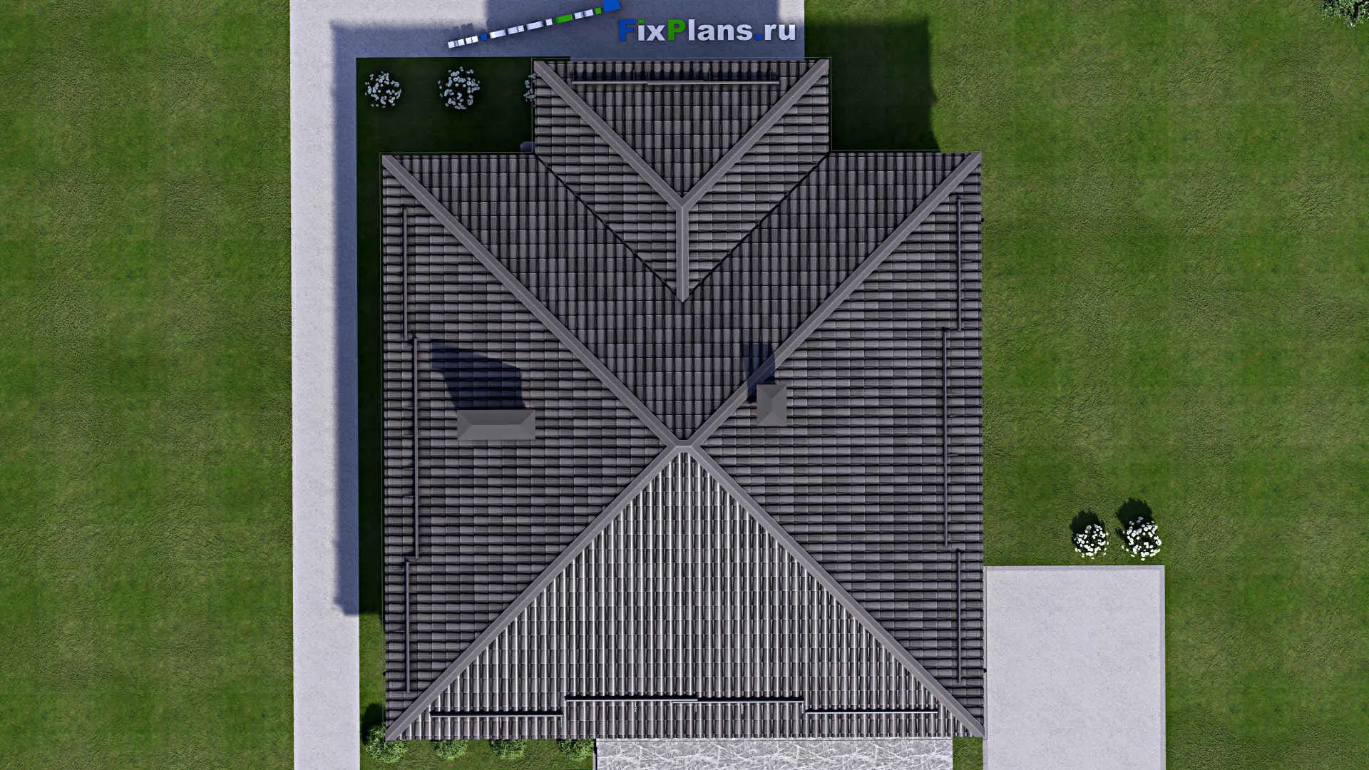 F-12797 - Проект одноэтажного дома 13 на 15, площадью 130 м² с террасой и 3 спальнями