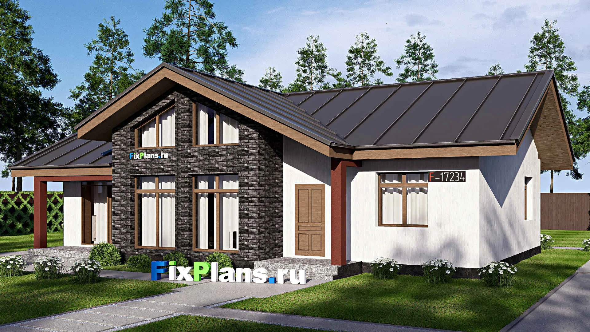 F-17234 - Проект одноэтажного дома 11 на 16, площадью 130 м² с 3 спальнями